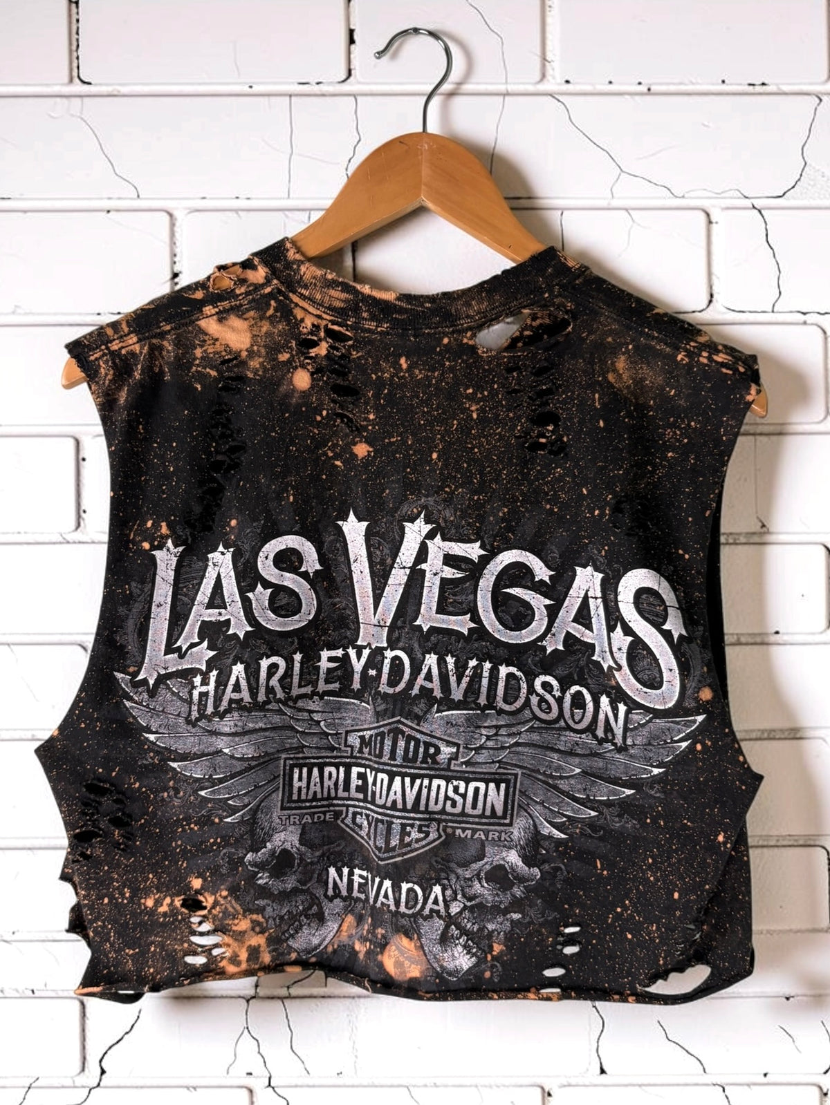 Harley Davidson Las Vegas Bleached Cut Off Tee Size Medium