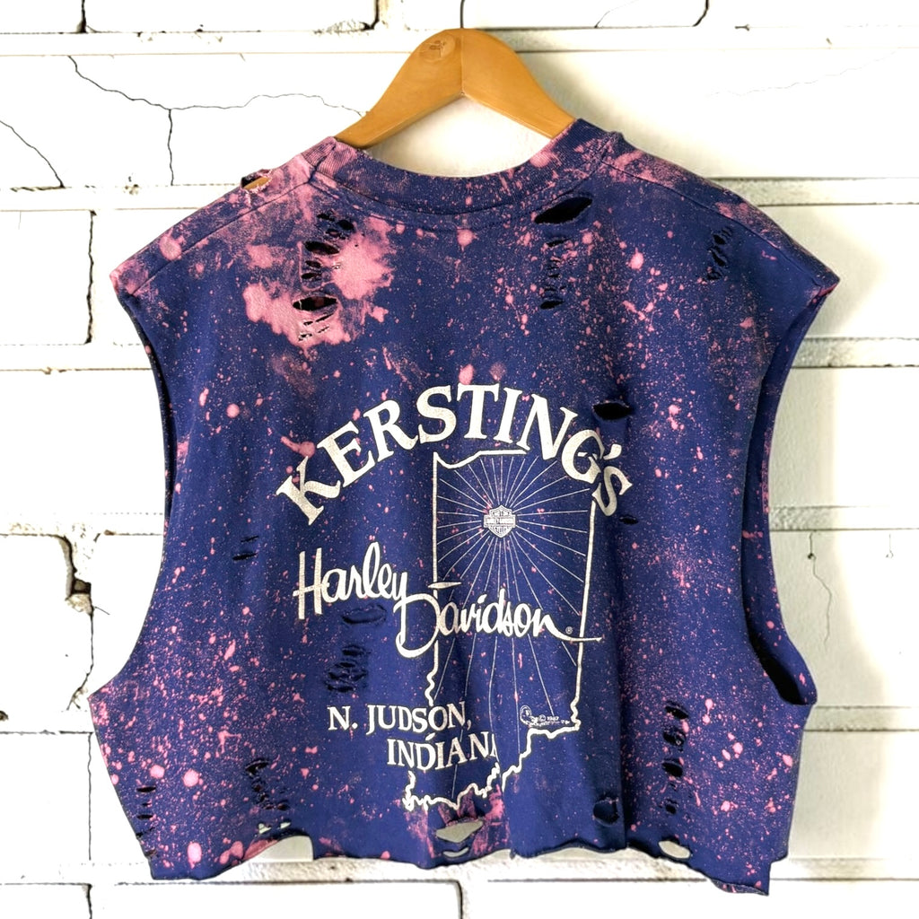 Harley Davidson Indiana Bleached Distressed Vintage Tee