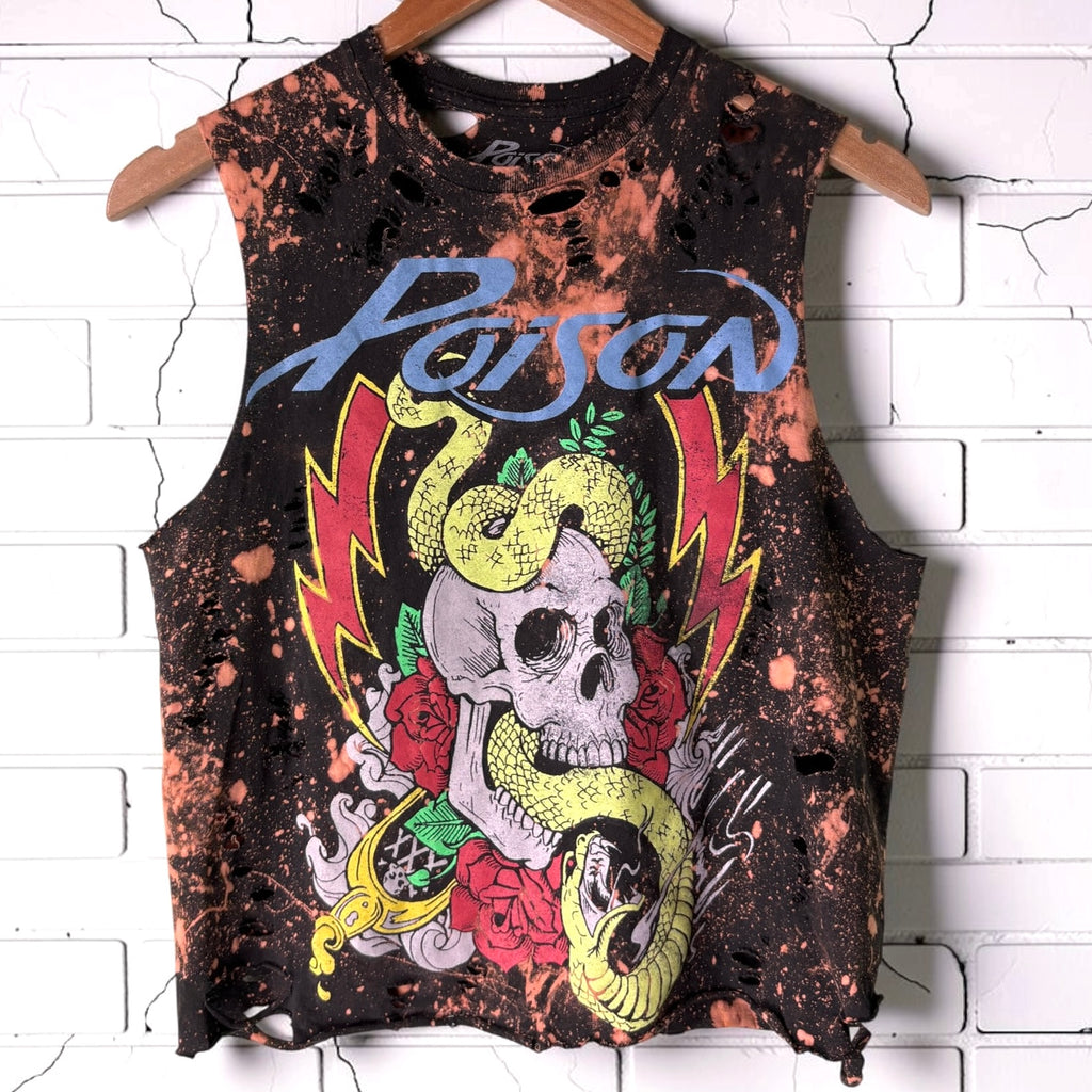 Reworked Poison Band Skull Graphic Crop Top