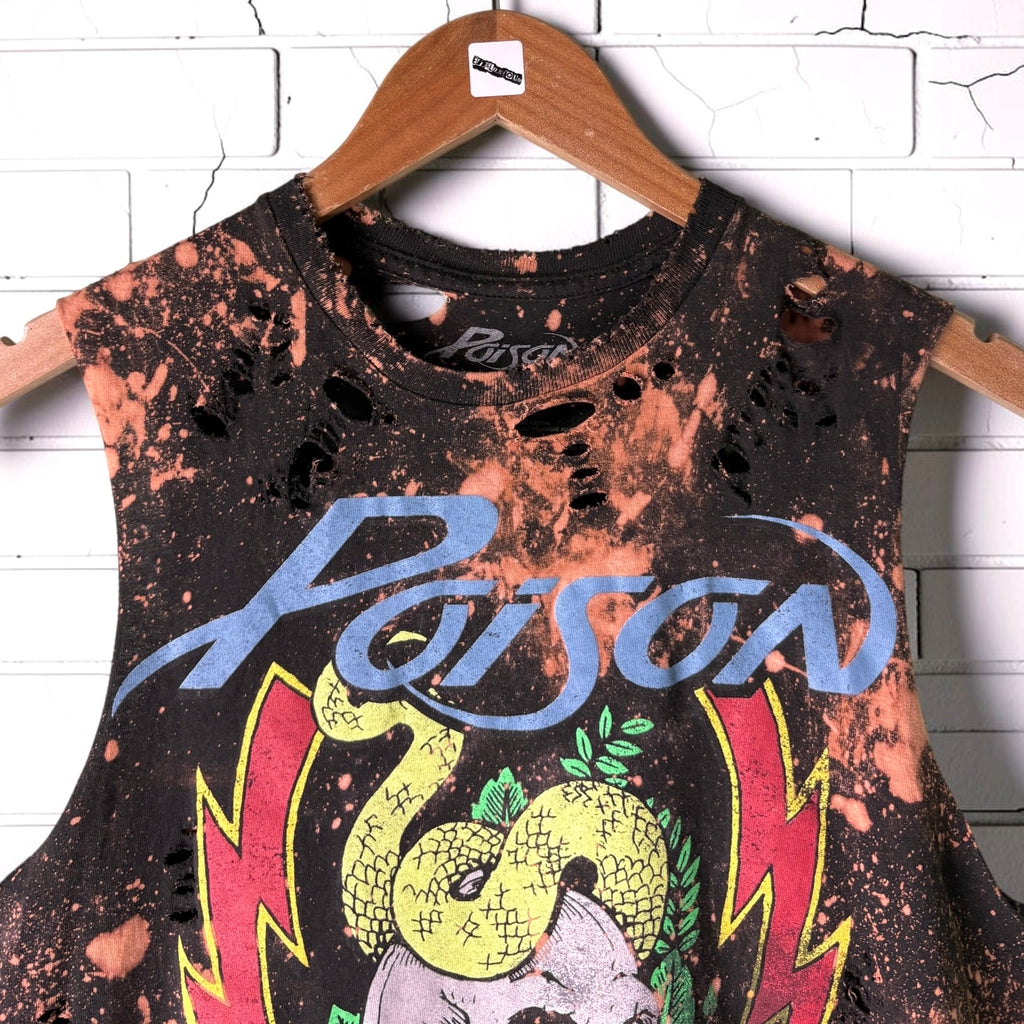 Reworked Poison Band Skull Graphic Crop Top
