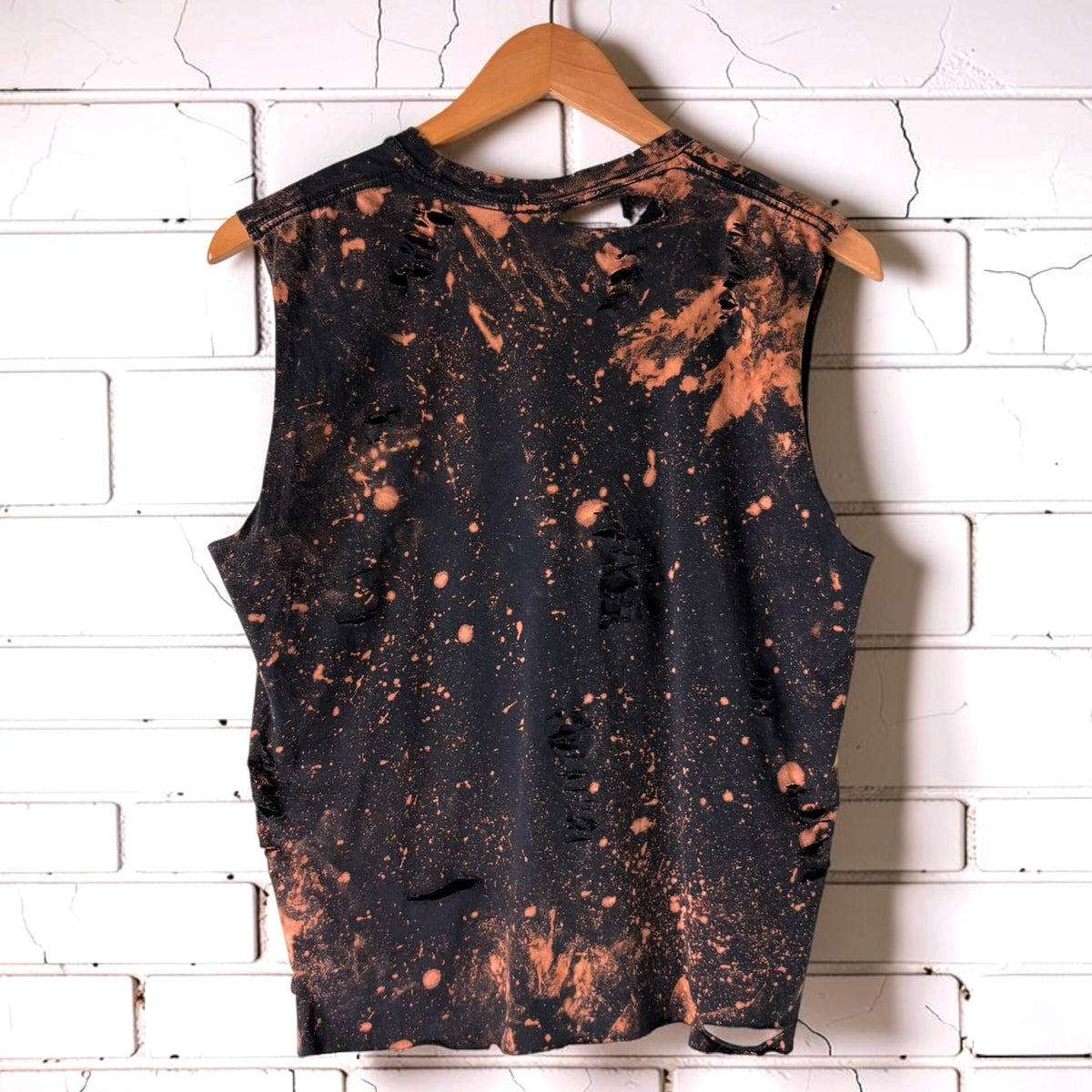 David Bowie Reworked Distressed Tank - Bleach Splatter Black