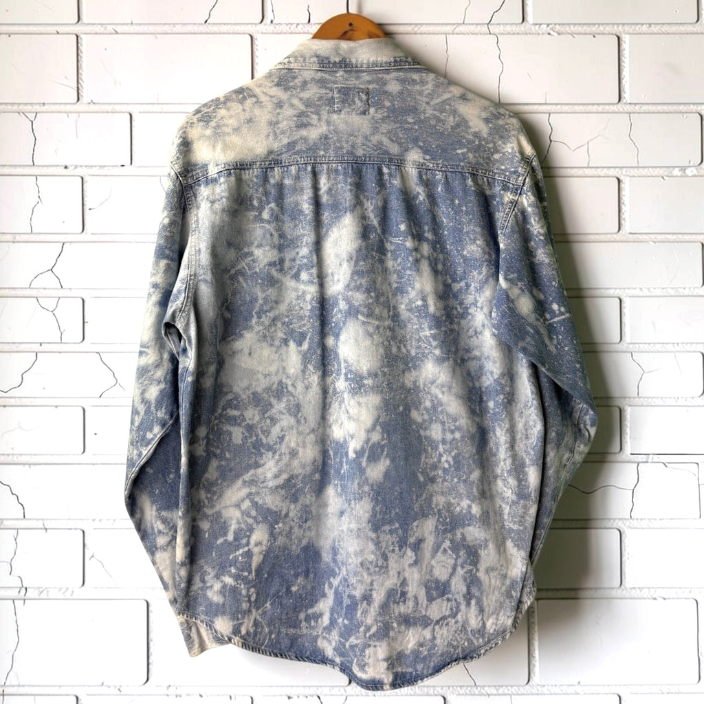 Vintage 80s Affiniti Bleached Acid Wash Denim Shirt - Size S