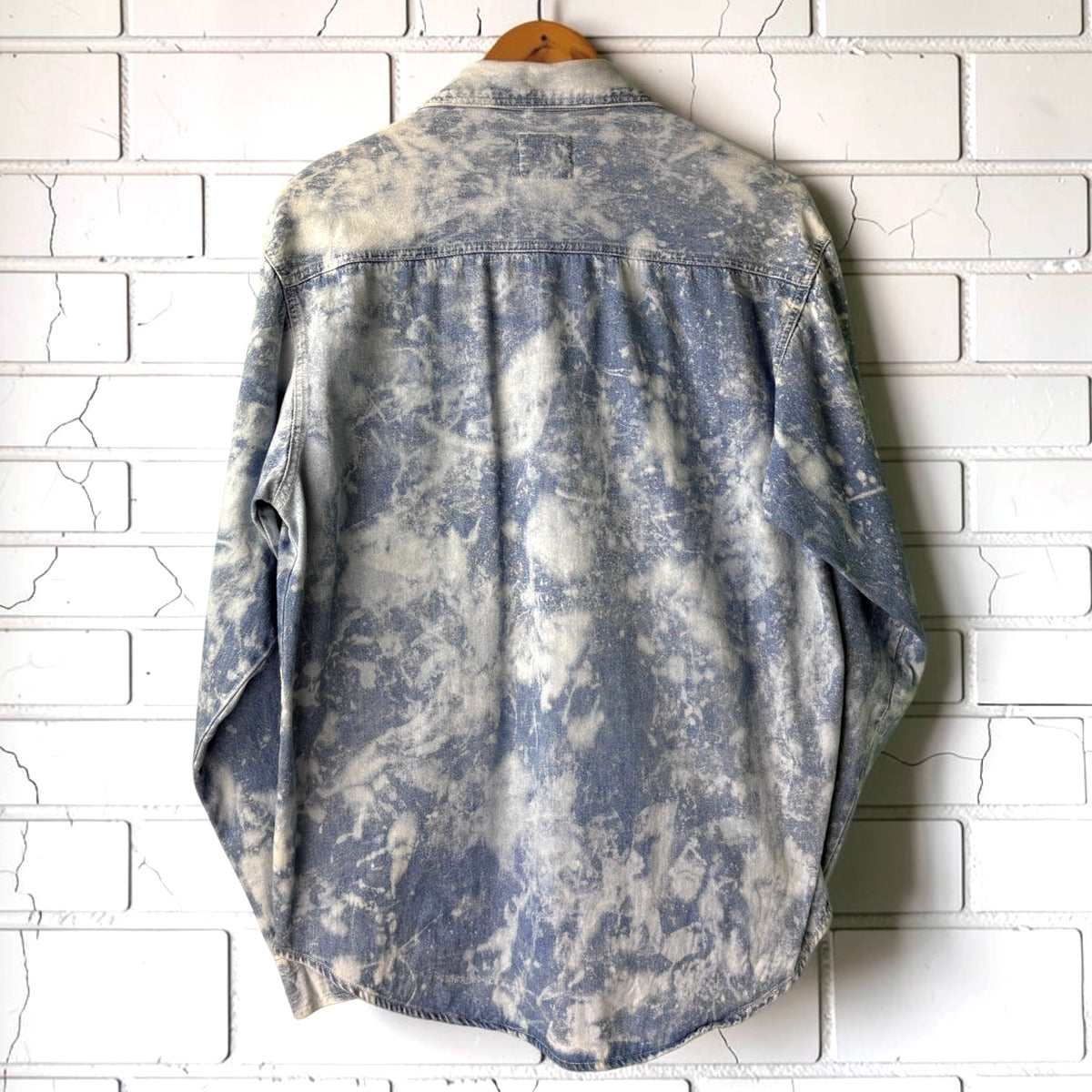 Vintage 80s Affiniti Bleached Acid Wash Denim Shirt - Size S