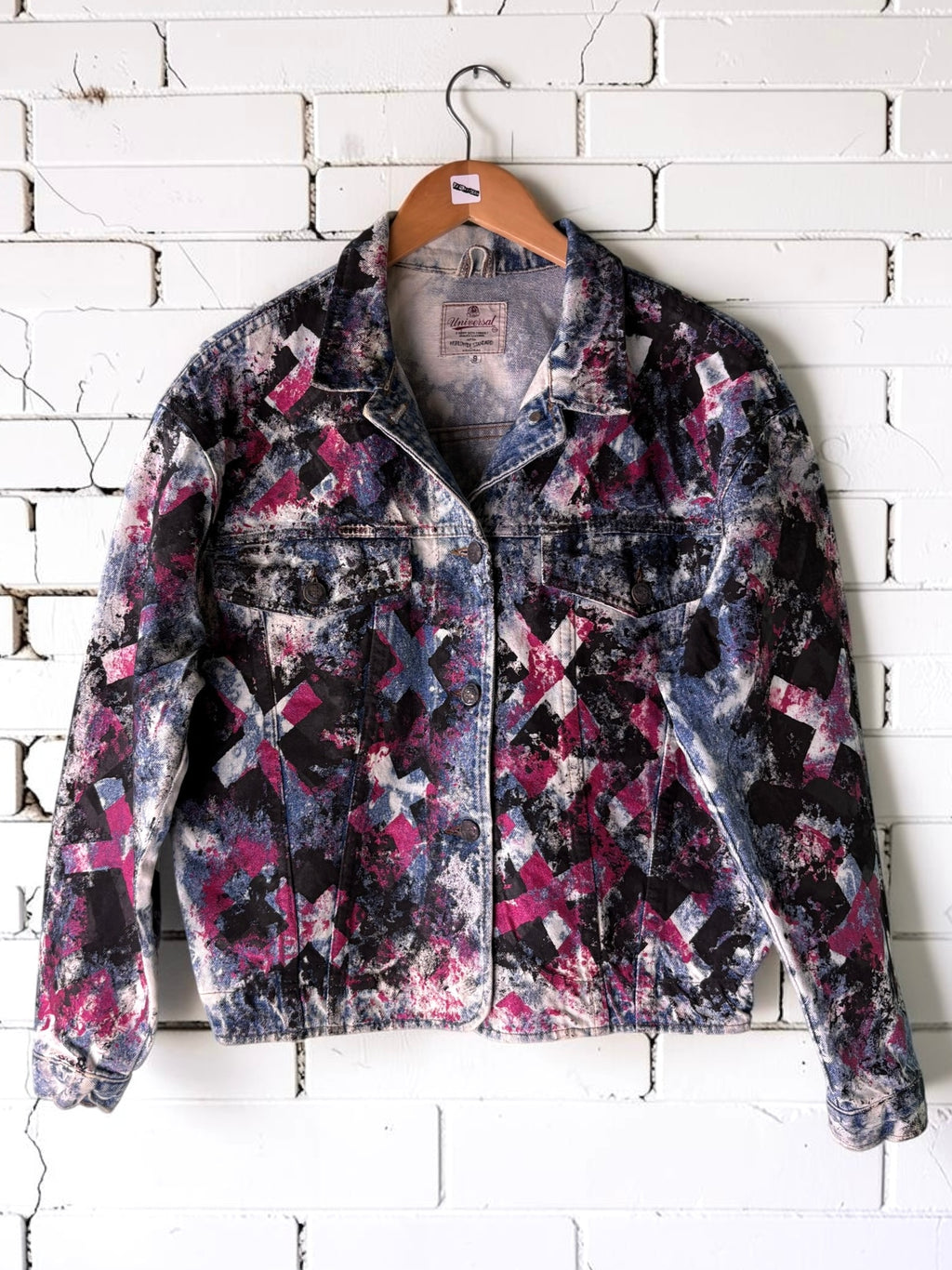 MATINEE IDOL - Hand Painted Custom Bleached Denim Jacket Tumblr Grunge Alternative