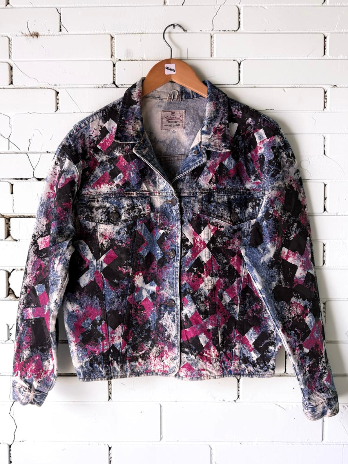 MATINEE IDOL - Hand Painted Custom Bleached Denim Jacket Tumblr Grunge Alternative