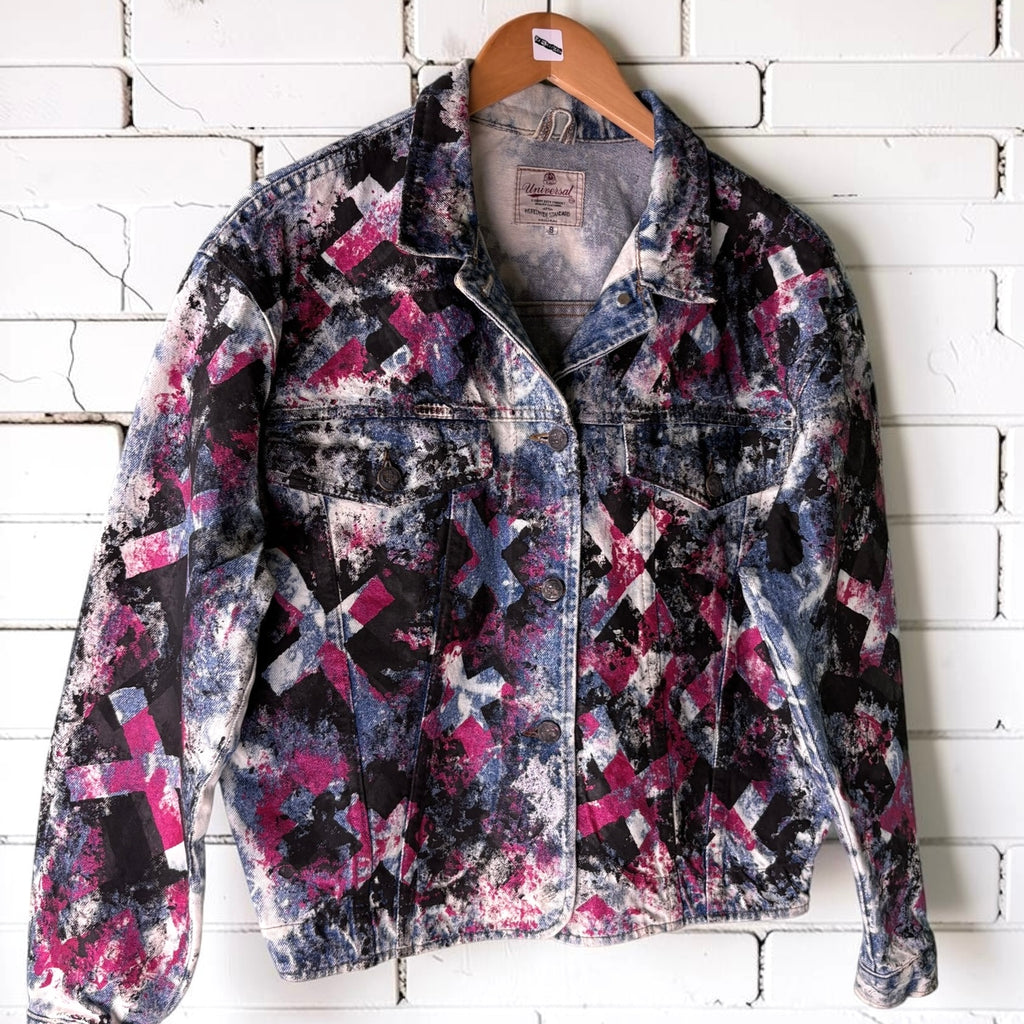 MATINEE IDOL - Hand Painted Custom Bleached Denim Jacket Tumblr Grunge Alternative