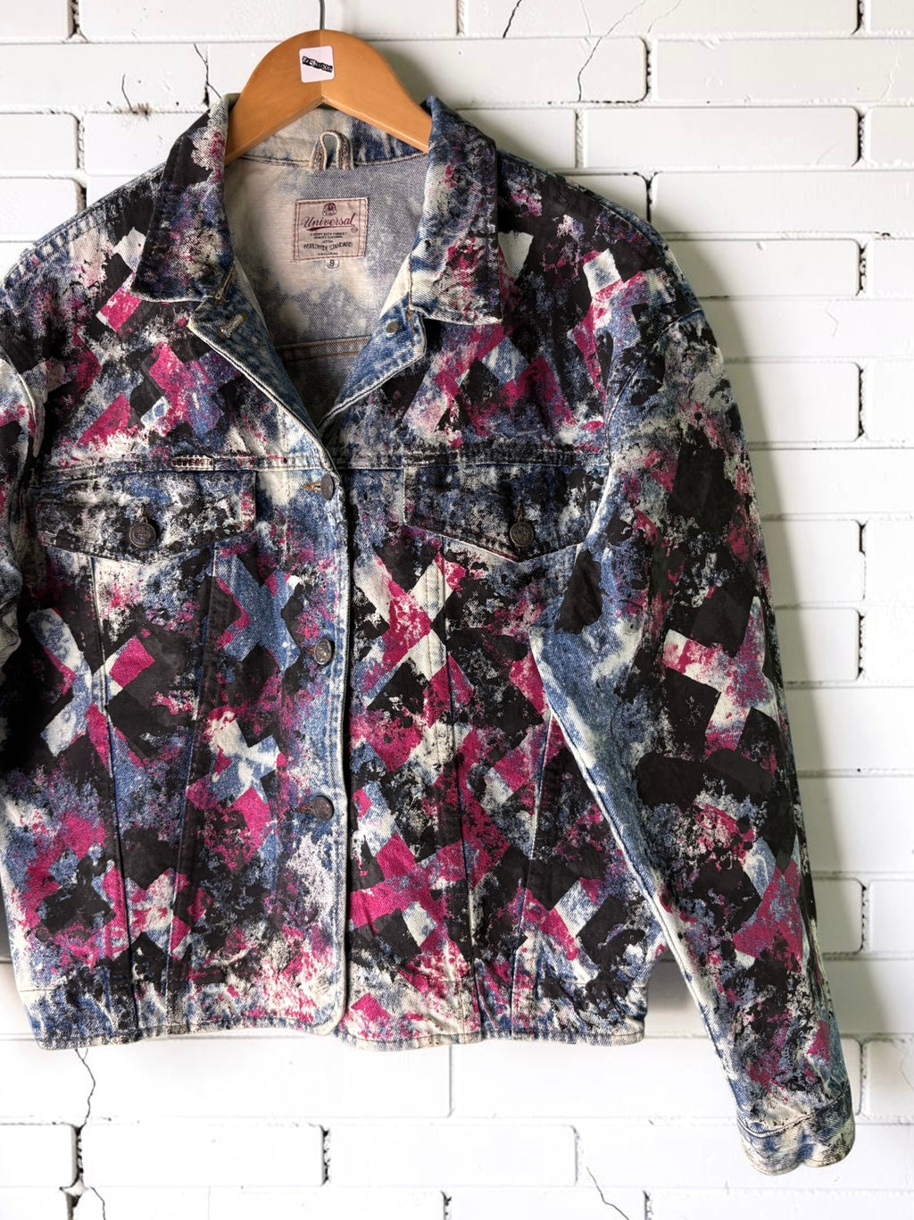 MATINEE IDOL - Hand Painted Custom Bleached Denim Jacket Tumblr Grunge Alternative