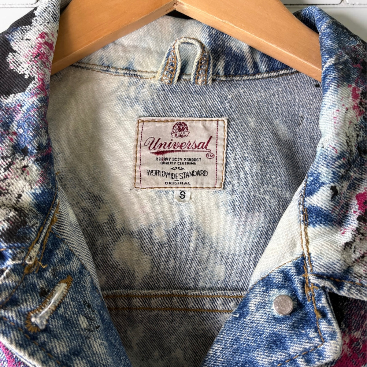 MATINEE IDOL - Hand Painted Custom Bleached Denim Jacket Tumblr Grunge Alternative