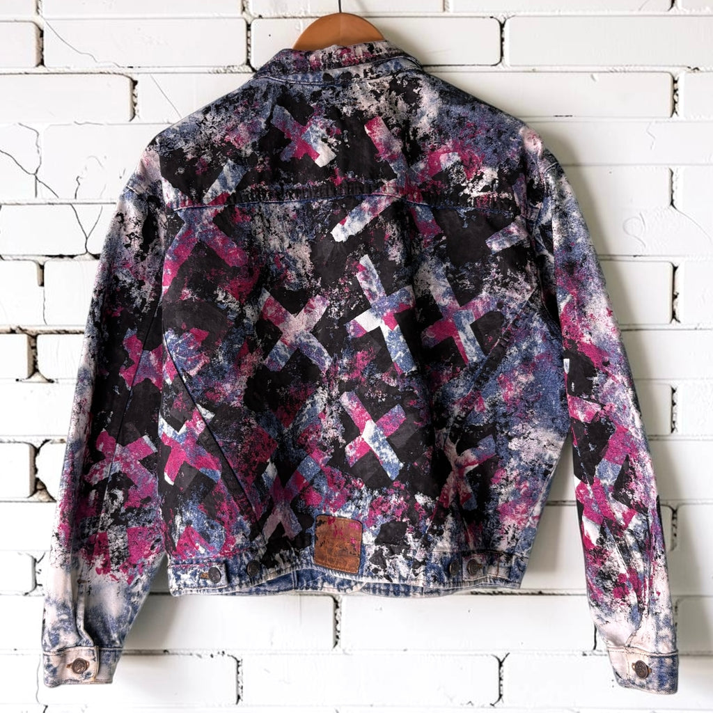 MATINEE IDOL - Hand Painted Custom Bleached Denim Jacket Tumblr Grunge Alternative