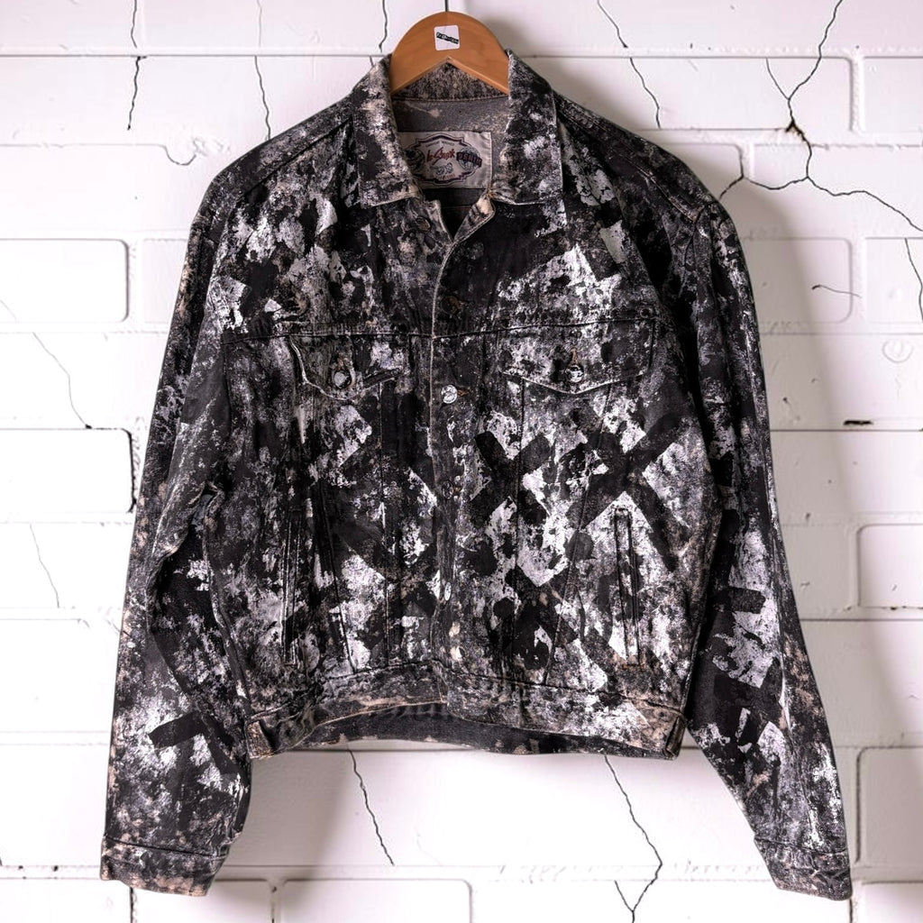 BLEACH-STAINED FAITH - Hand Painted Custom Bleached Denim Jacket Tumblr Grunge Alternative
