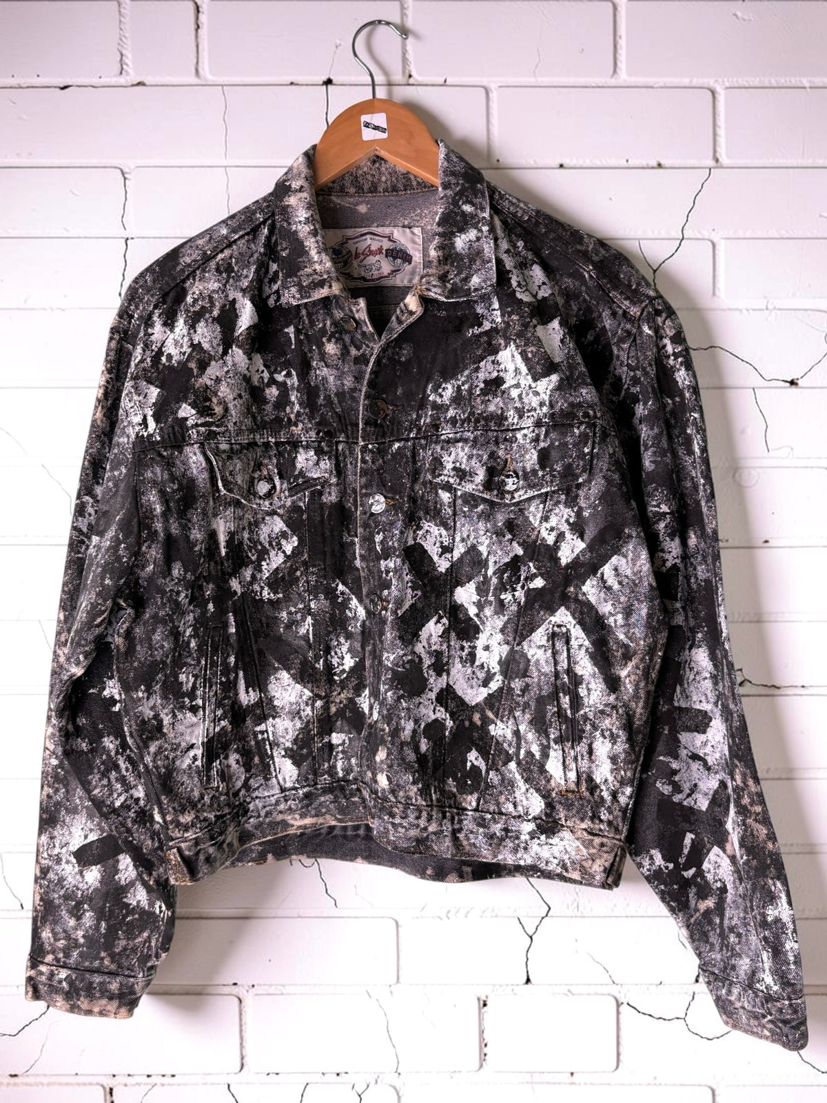 BLEACH-STAINED FAITH - Hand Painted Custom Bleached Denim Jacket Tumblr Grunge Alternative