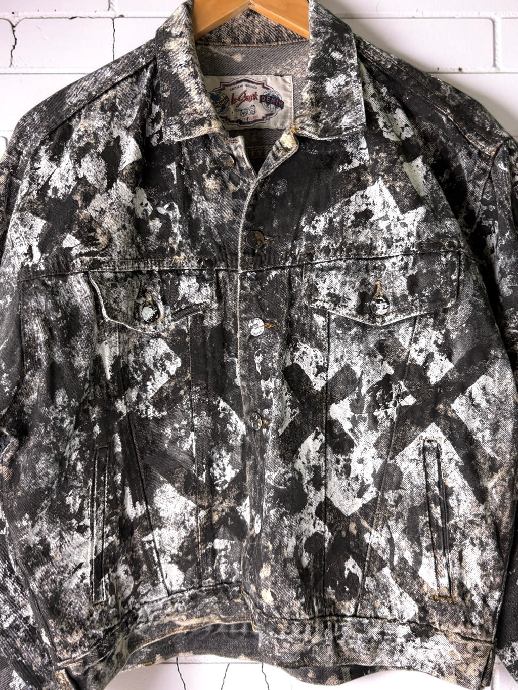 BLEACH-STAINED FAITH - Hand Painted Custom Bleached Denim Jacket Tumblr Grunge Alternative