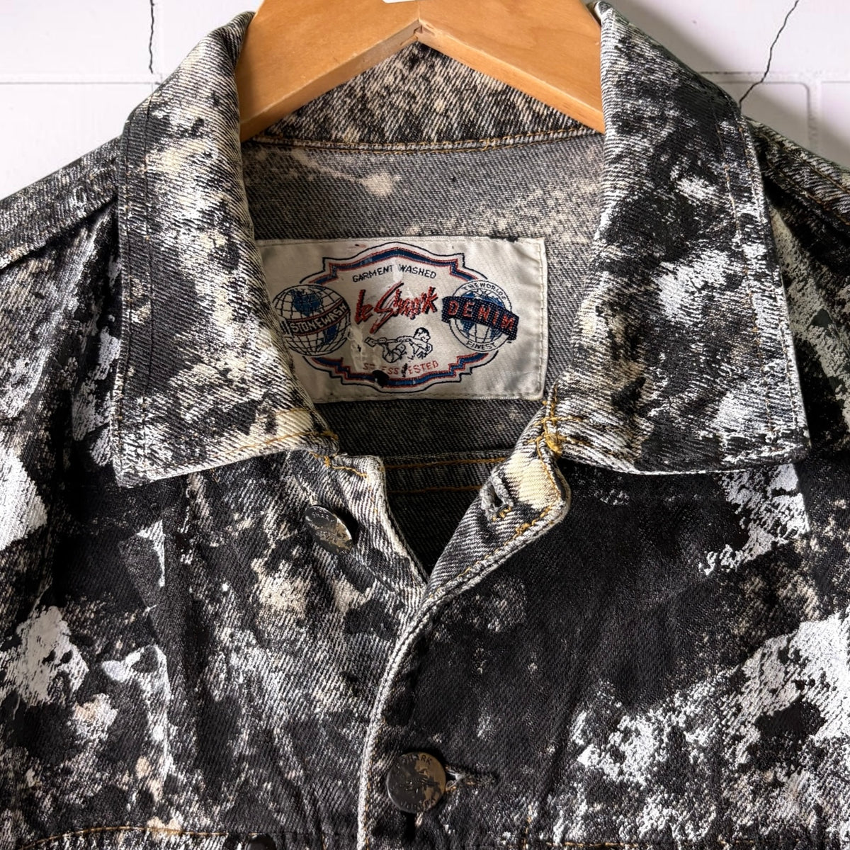 BLEACH-STAINED FAITH - Hand Painted Custom Bleached Denim Jacket Tumblr Grunge Alternative