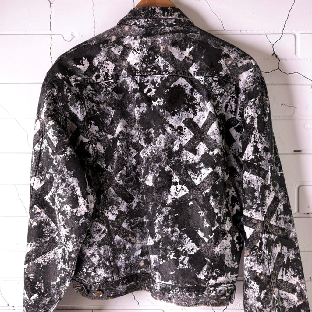 BLEACH-STAINED FAITH - Hand Painted Custom Bleached Denim Jacket Tumblr Grunge Alternative