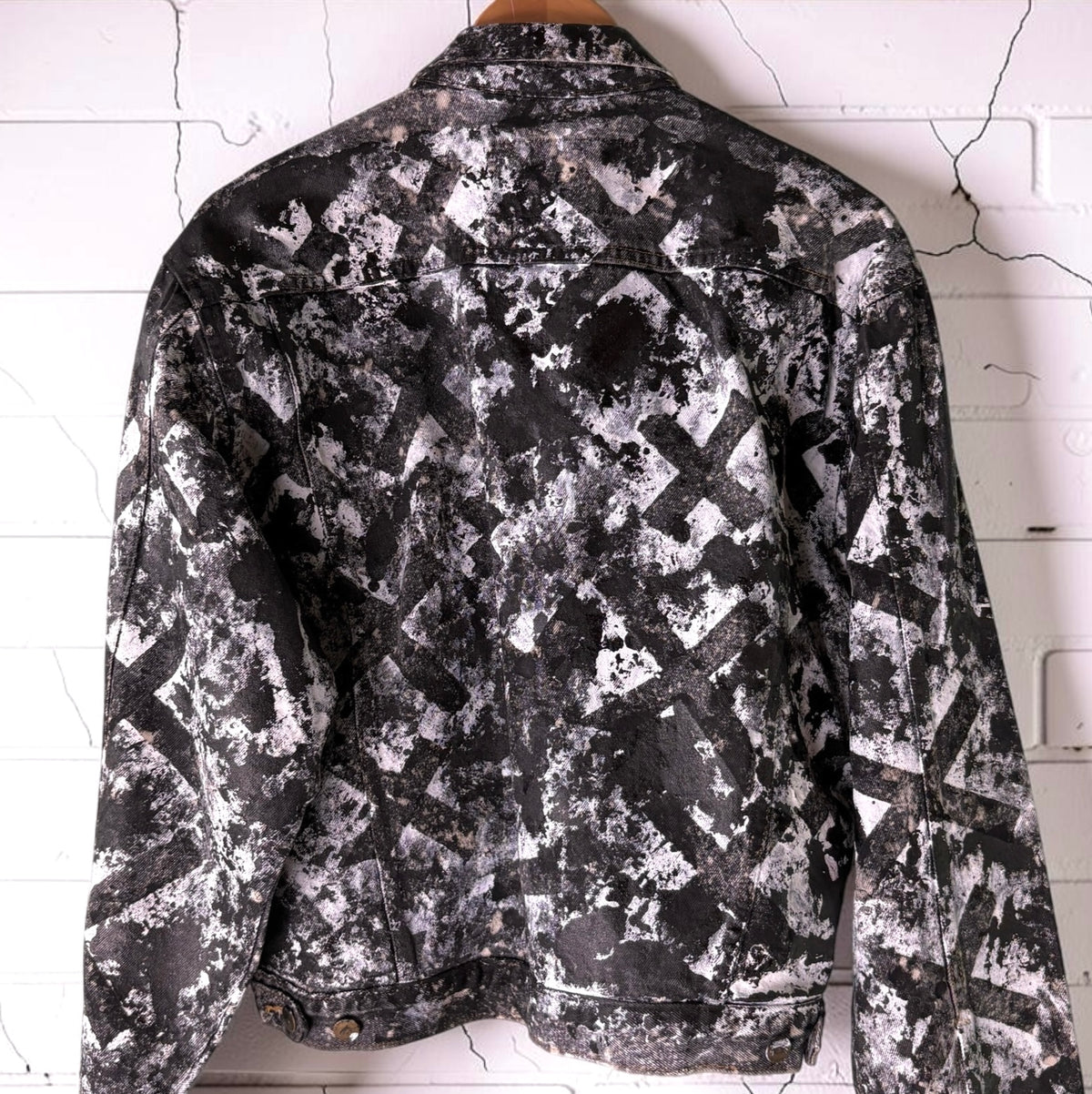 BLEACH-STAINED FAITH - Hand Painted Custom Bleached Denim Jacket Tumblr Grunge Alternative
