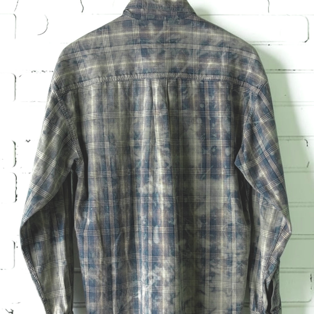 Reworked Bleach-Splattered Flannel Shirt - Size Small Grunge Plaid