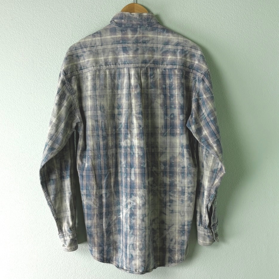 Reworked Bleach-Splattered Flannel Shirt - Size Small Grunge Plaid