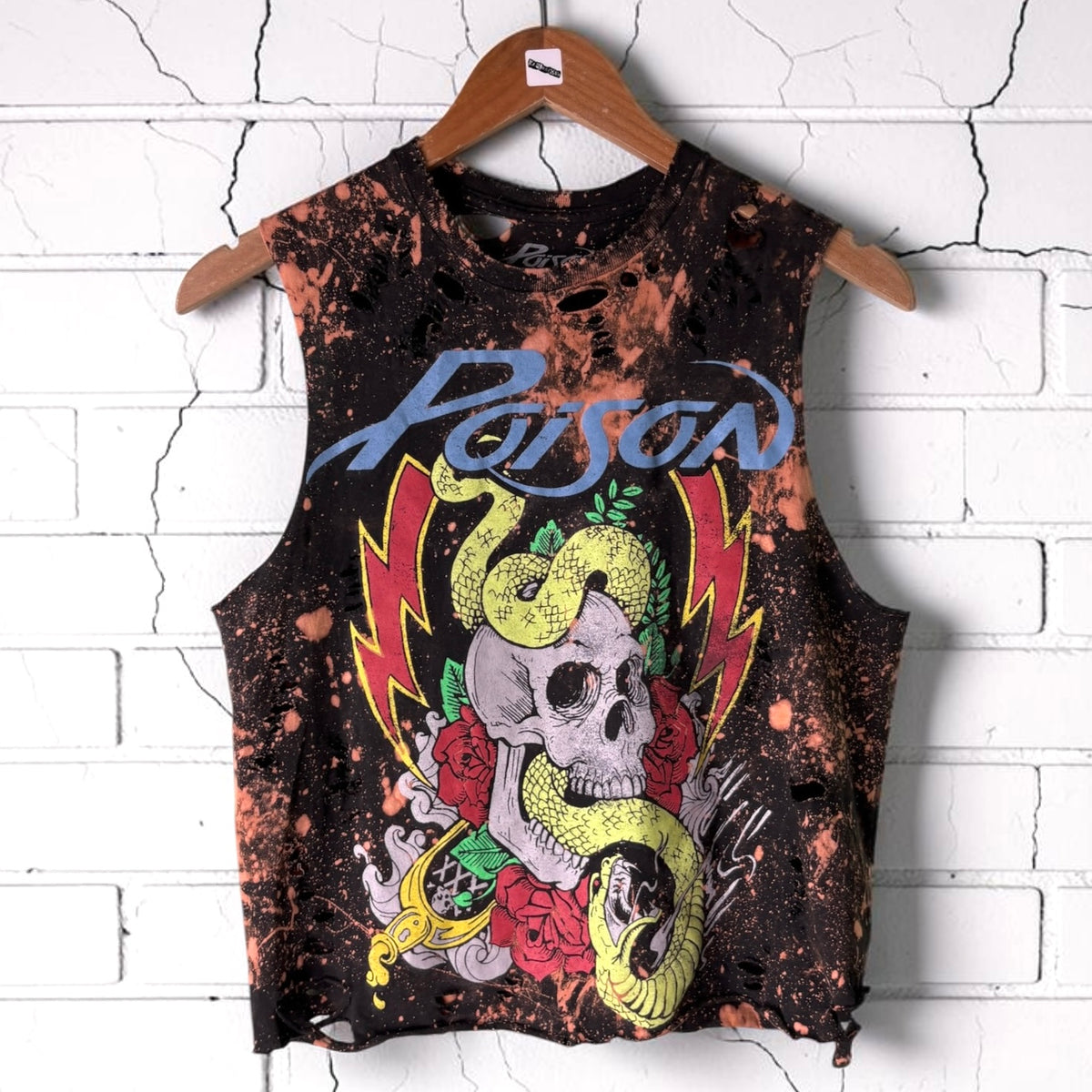 Reworked Poison Band Skull Graphic Crop Top