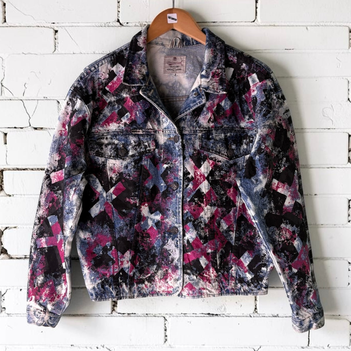 MATINEE IDOL - Hand Painted Custom Bleached Denim Jacket Tumblr Grunge Alternative