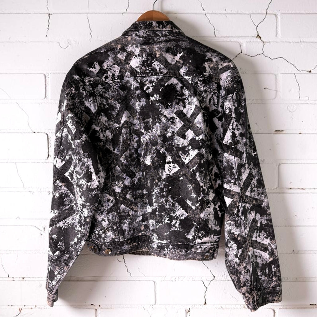 BLEACH-STAINED FAITH - Hand Painted Custom Bleached Denim Jacket Tumblr Grunge Alternative