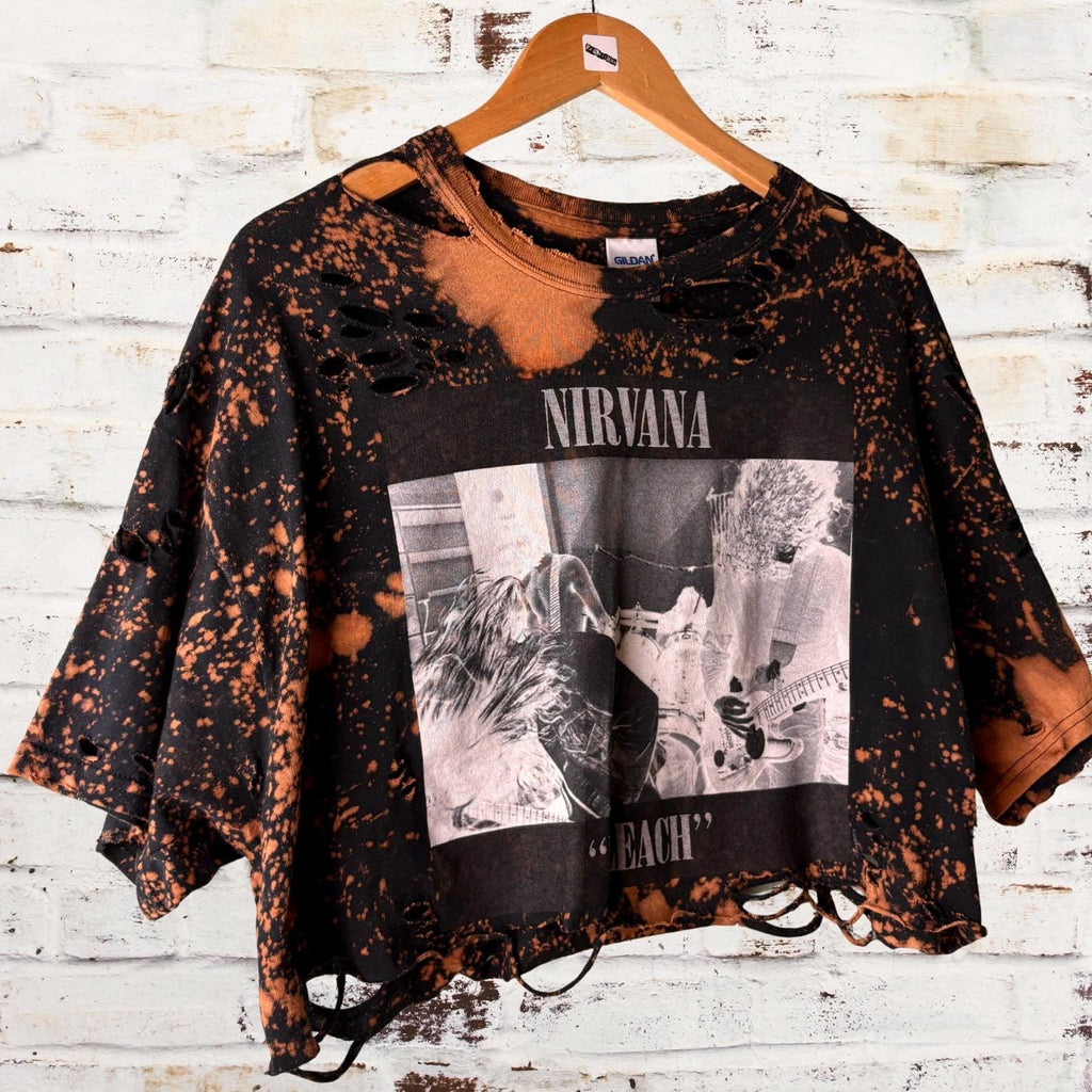 Nirvana - Bleach Distressed Cropped Tee