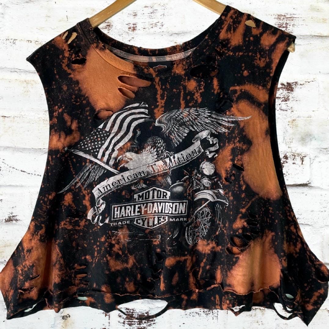 Harley Davidson Cropped Thrashed T-Shirt