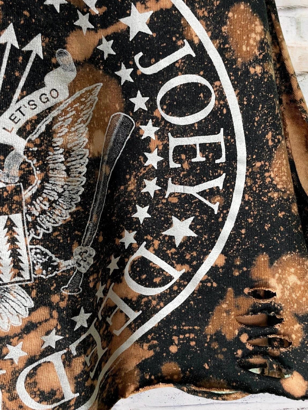 Ramones Classic Logo Bleached Shredded Band Tee