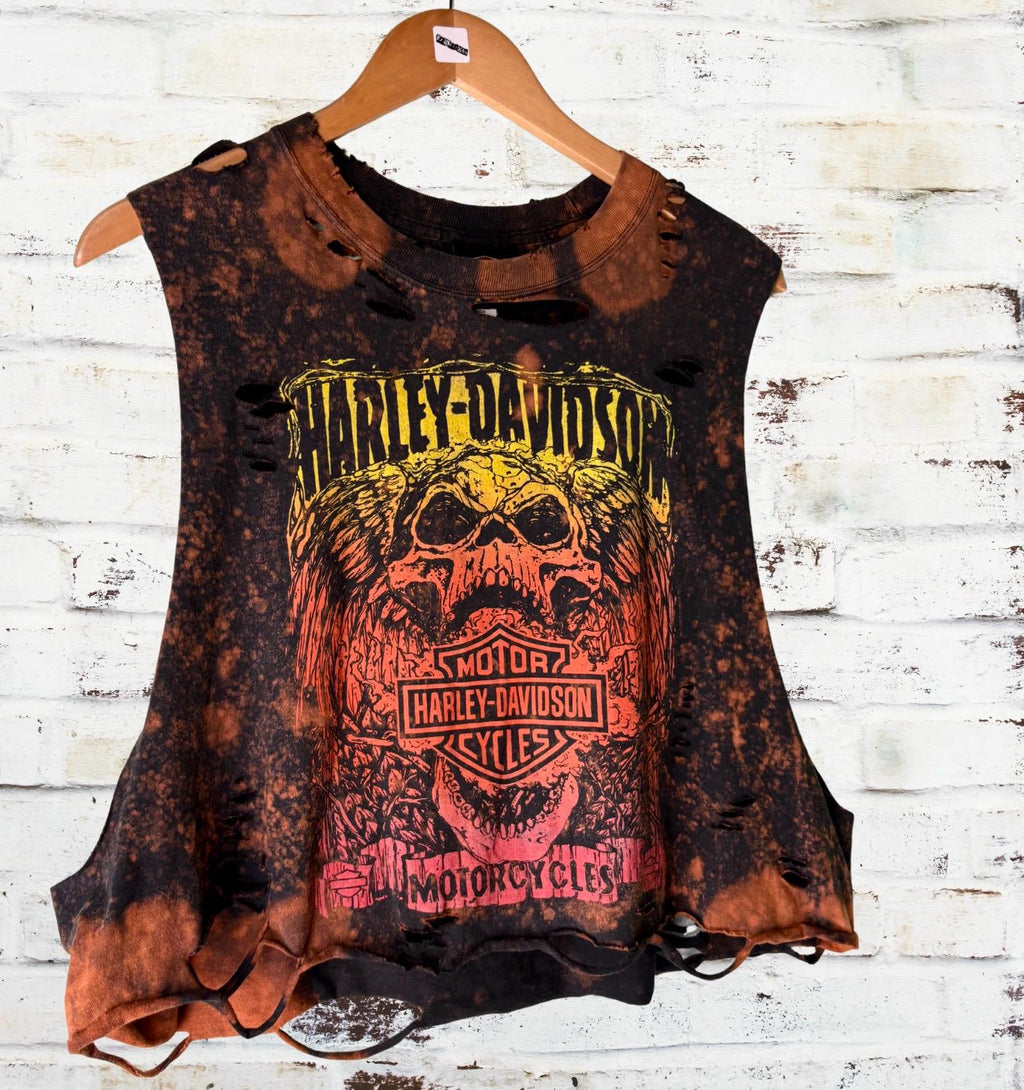 Harley Davidson Chicago Distressed Cropped Tee