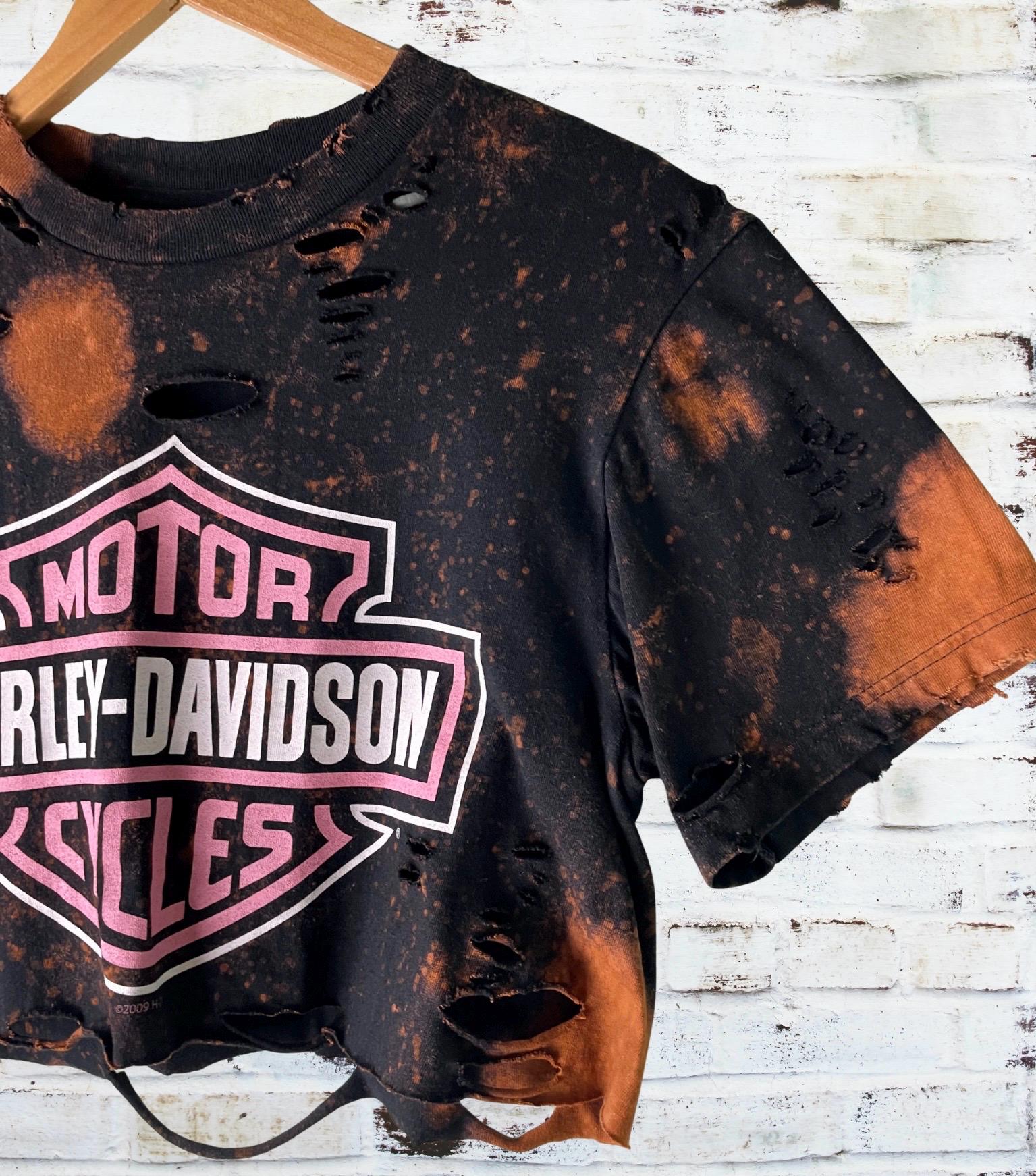 Harley Davidson Classic Logo Bleached Crop T-Shirt