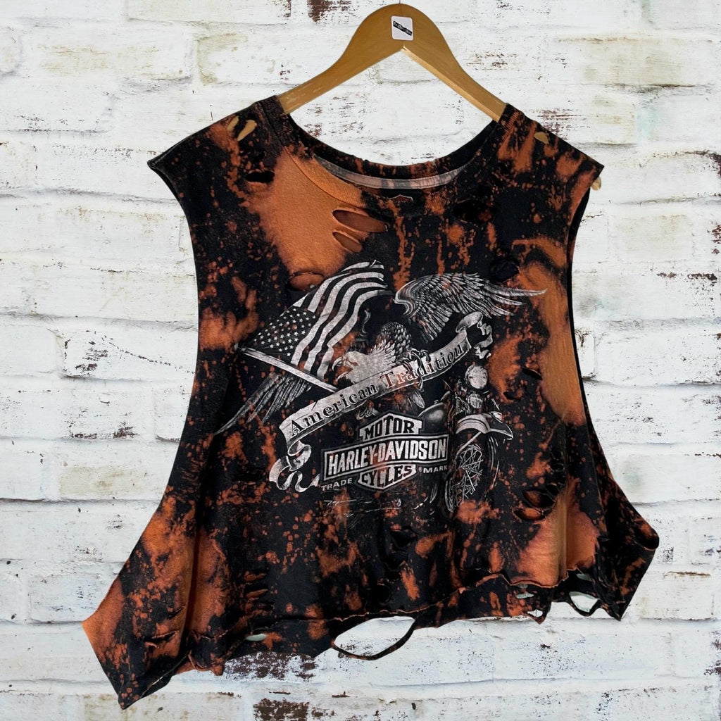 Harley Davidson Cropped Thrashed T-Shirt