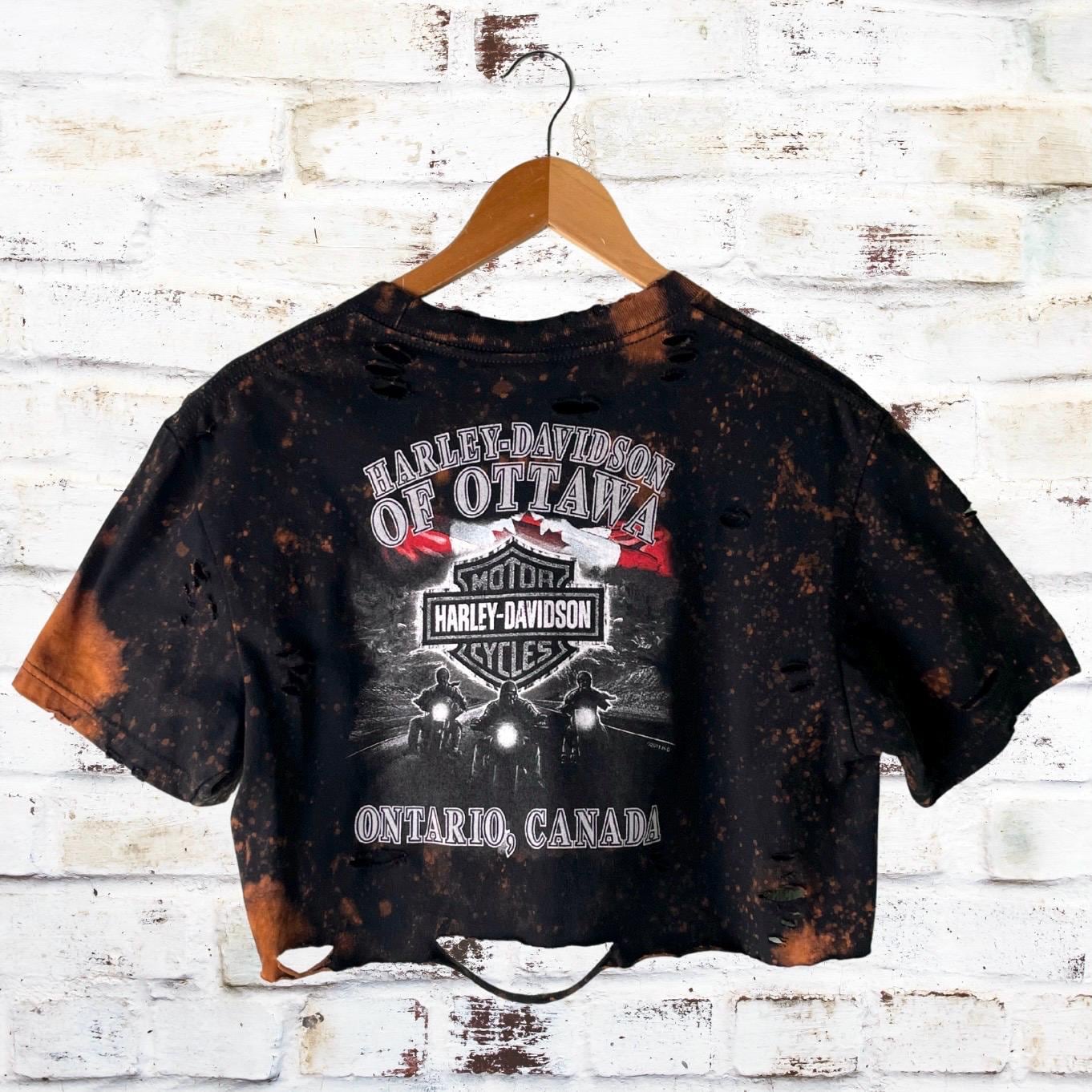 Harley Davidson Classic Logo Bleached Crop T-Shirt