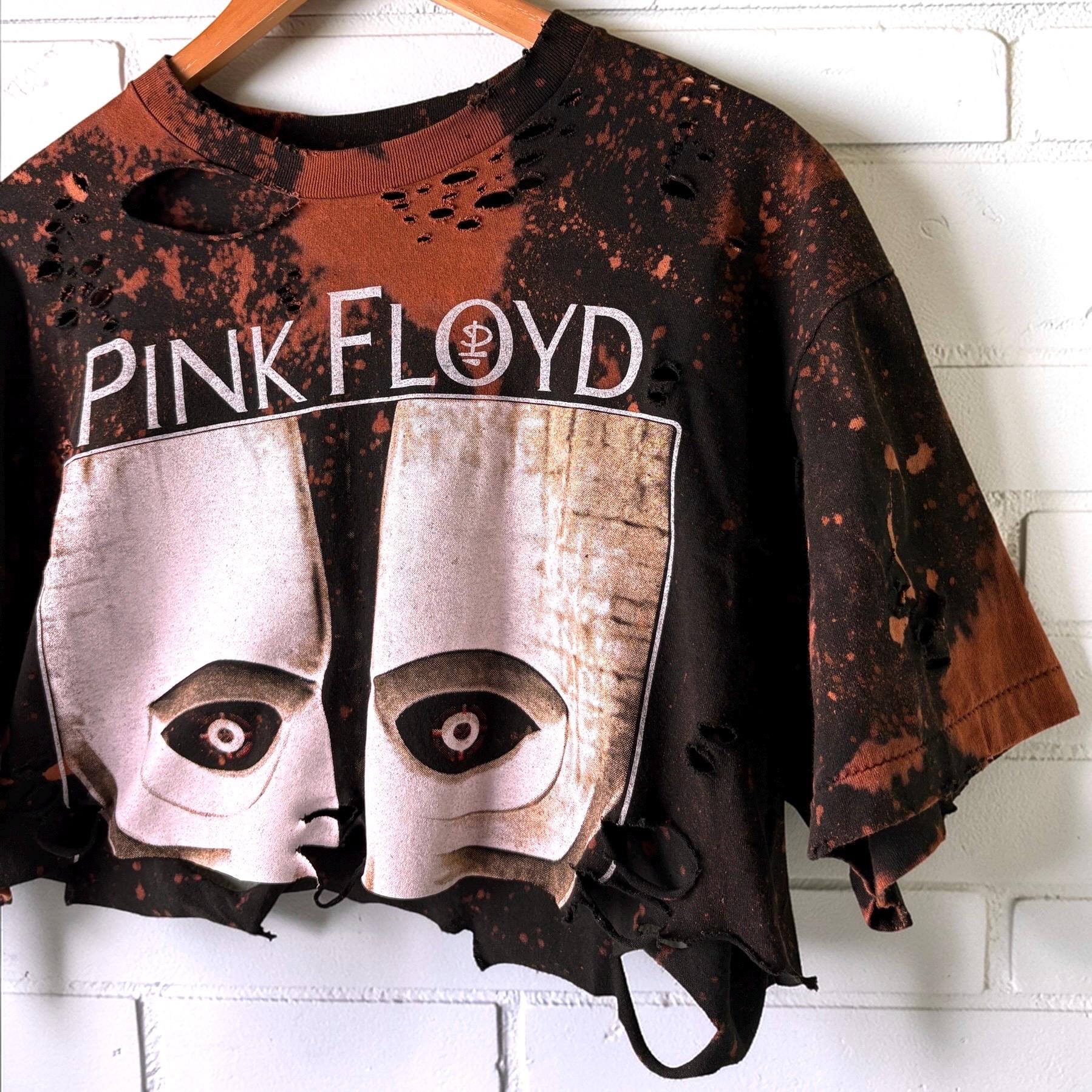 Pink Floyd bleached cropped distressed band tee