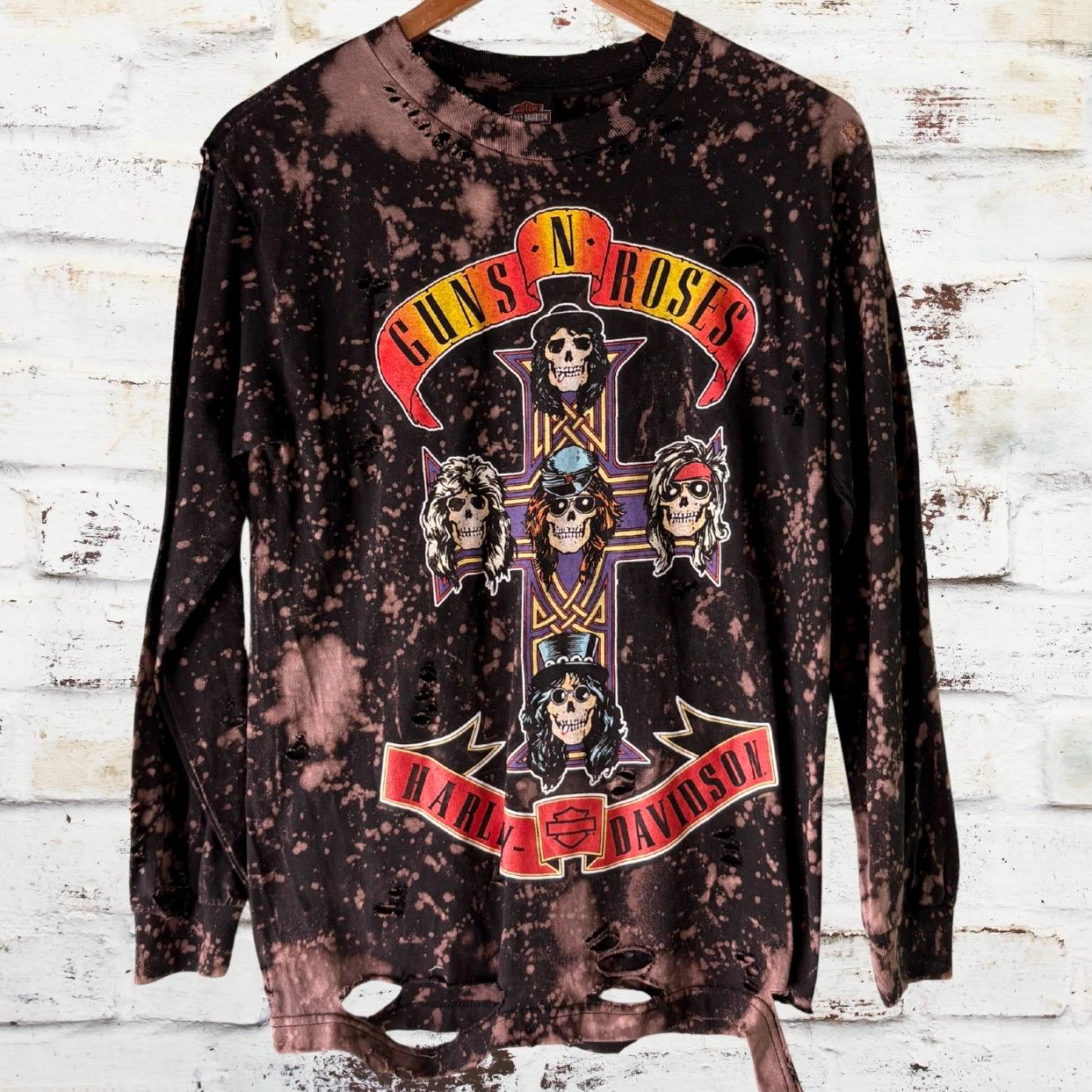 Harley Davidson Guns N Roses Bleached Shredded Tee