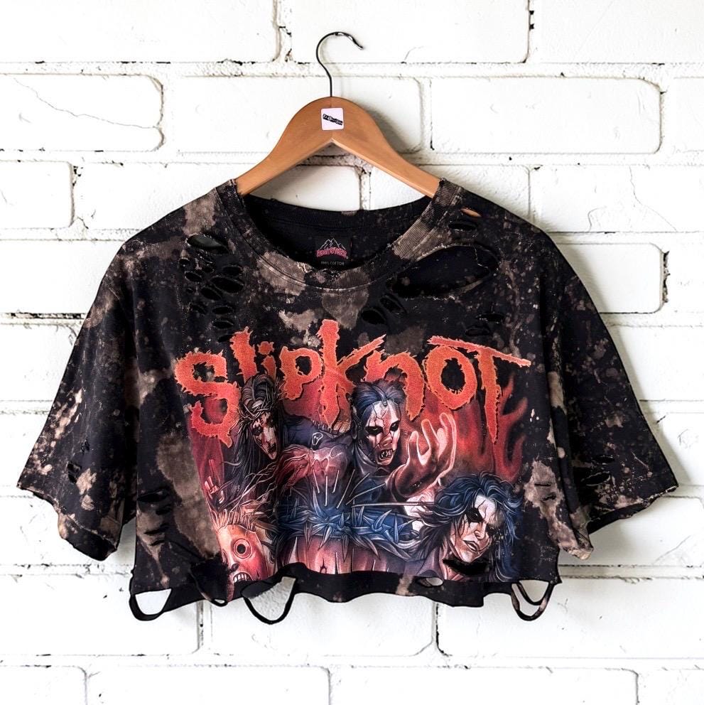 Slipknot Bleached Distressed cropped Band Tee