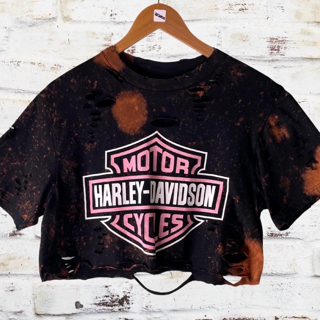 Harley Davidson Classic Logo Bleached Crop T-Shirt