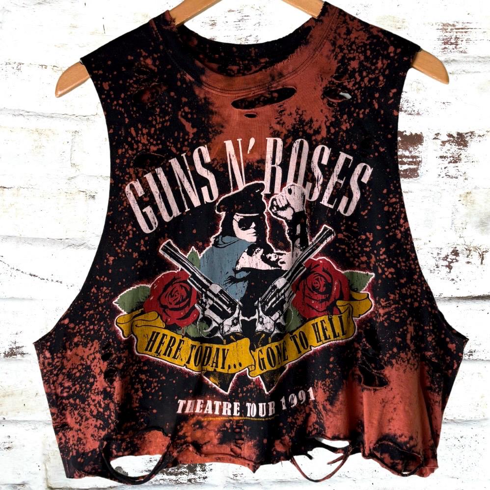 Guns n Roses Cropped Distressed Tee