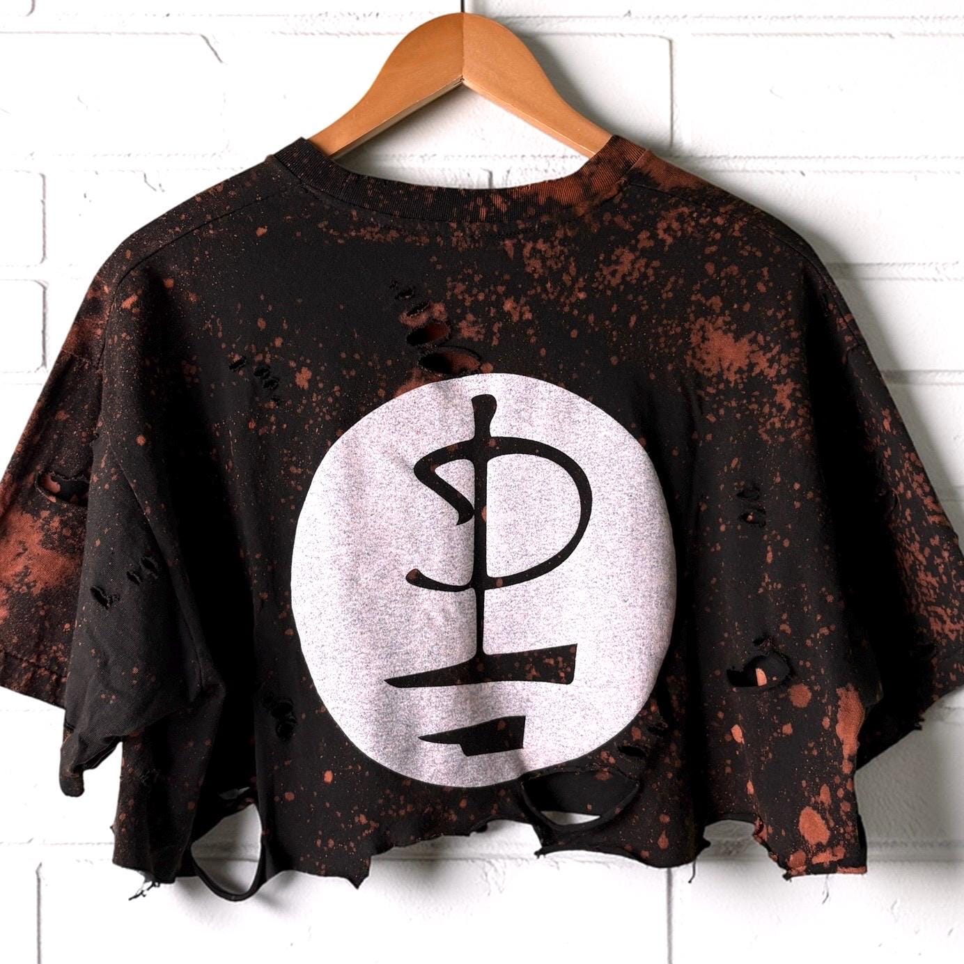 Pink Floyd bleached cropped distressed band tee