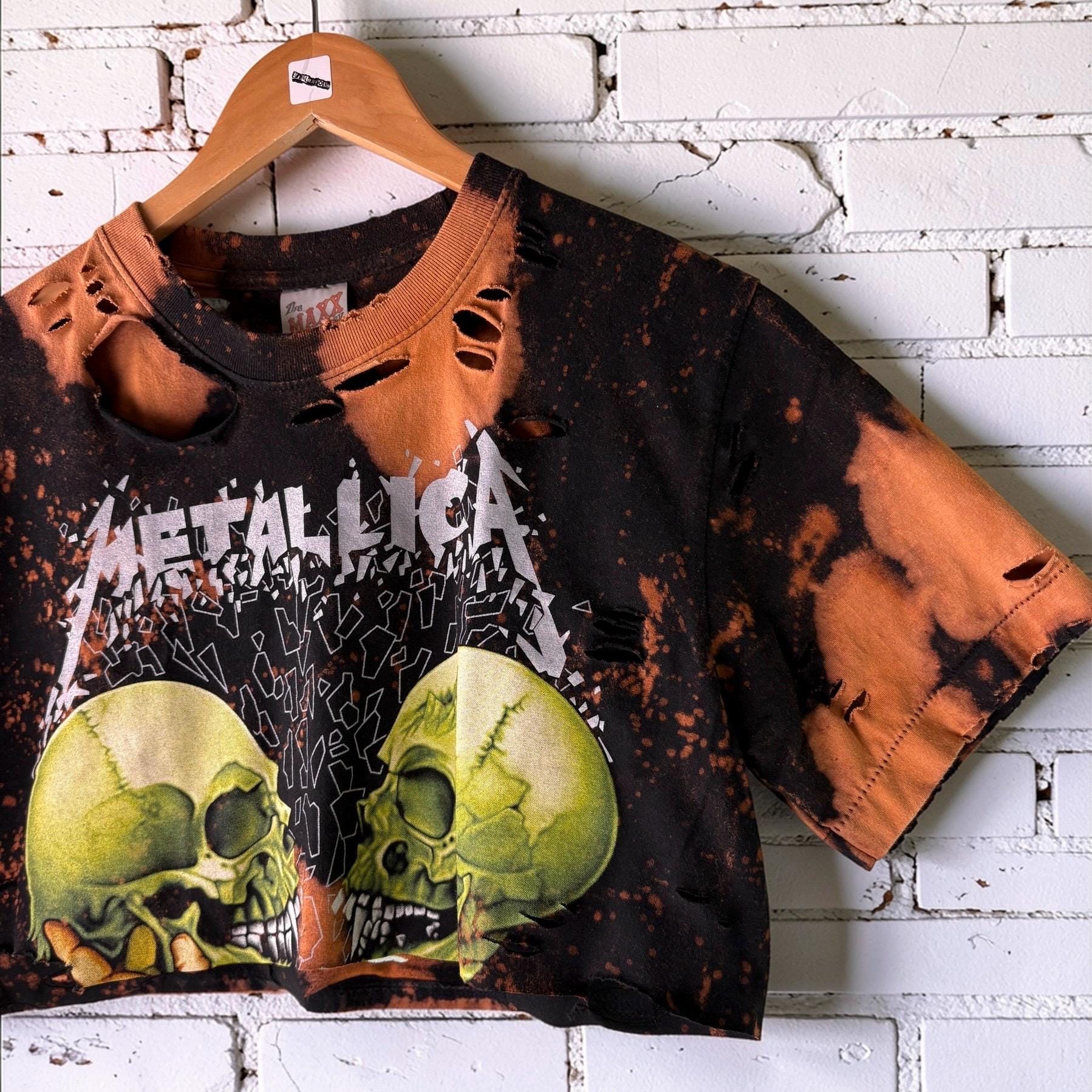 Metallica Bleached Shredded cropped Band Shirt