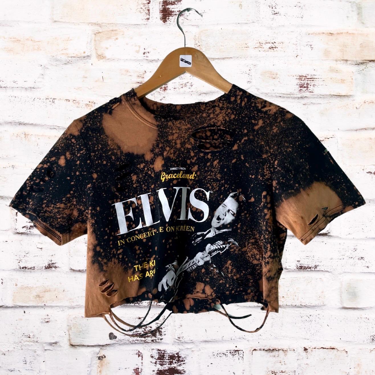 Elvis Presley Bleached Cropped shredded t-shirt