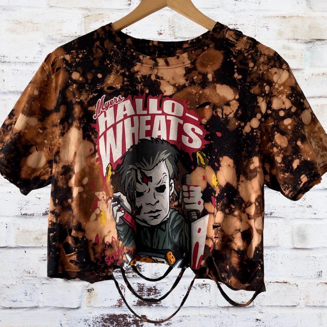 Michael Myers Cropped Distressed T-Shirt