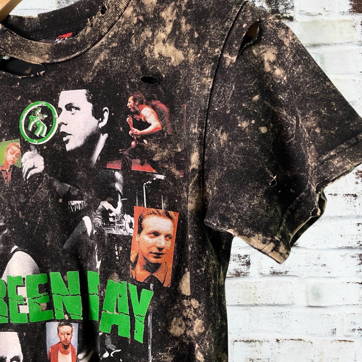 Green Day Bleached Distressed Band Tee
