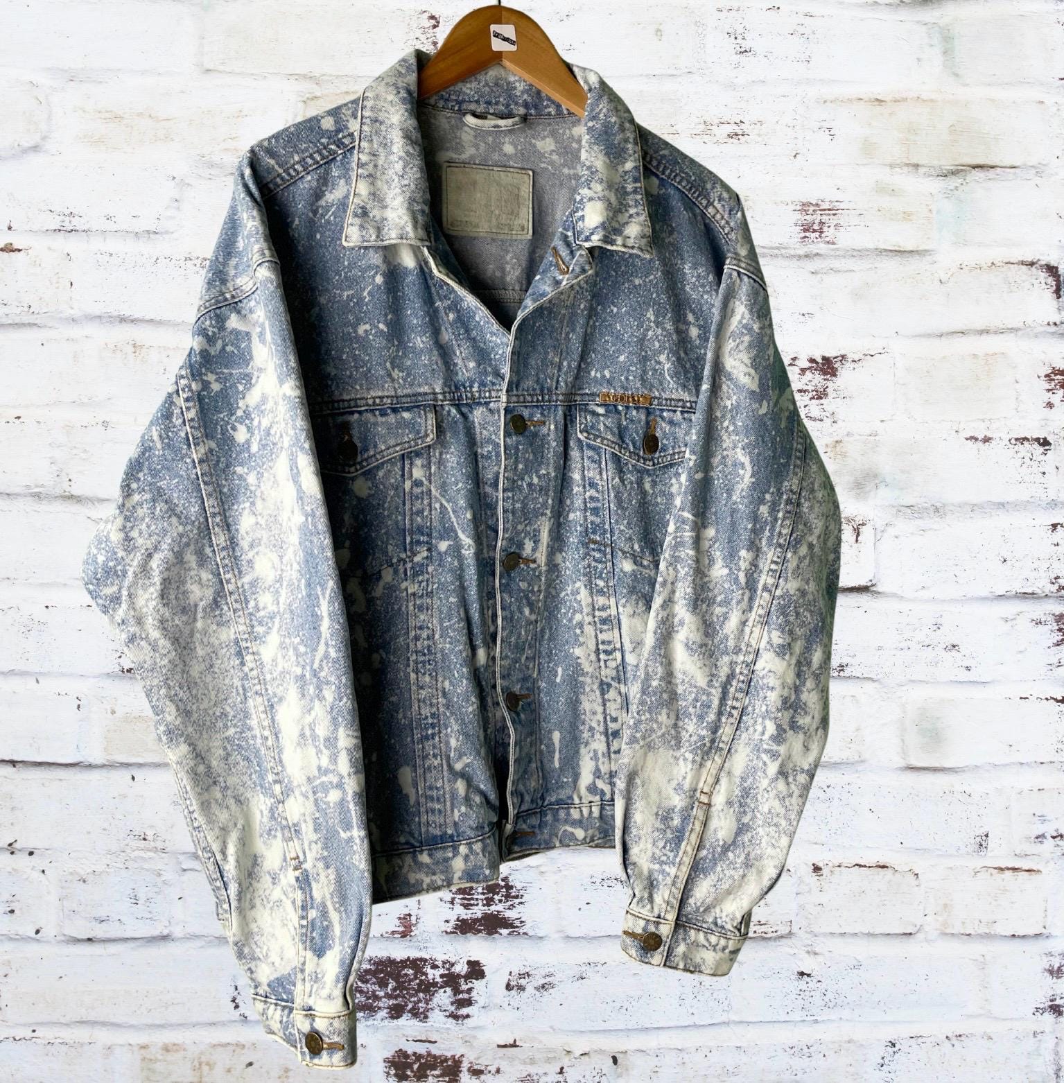 Bleached Splattered Vintage Reworked Denim Jacket