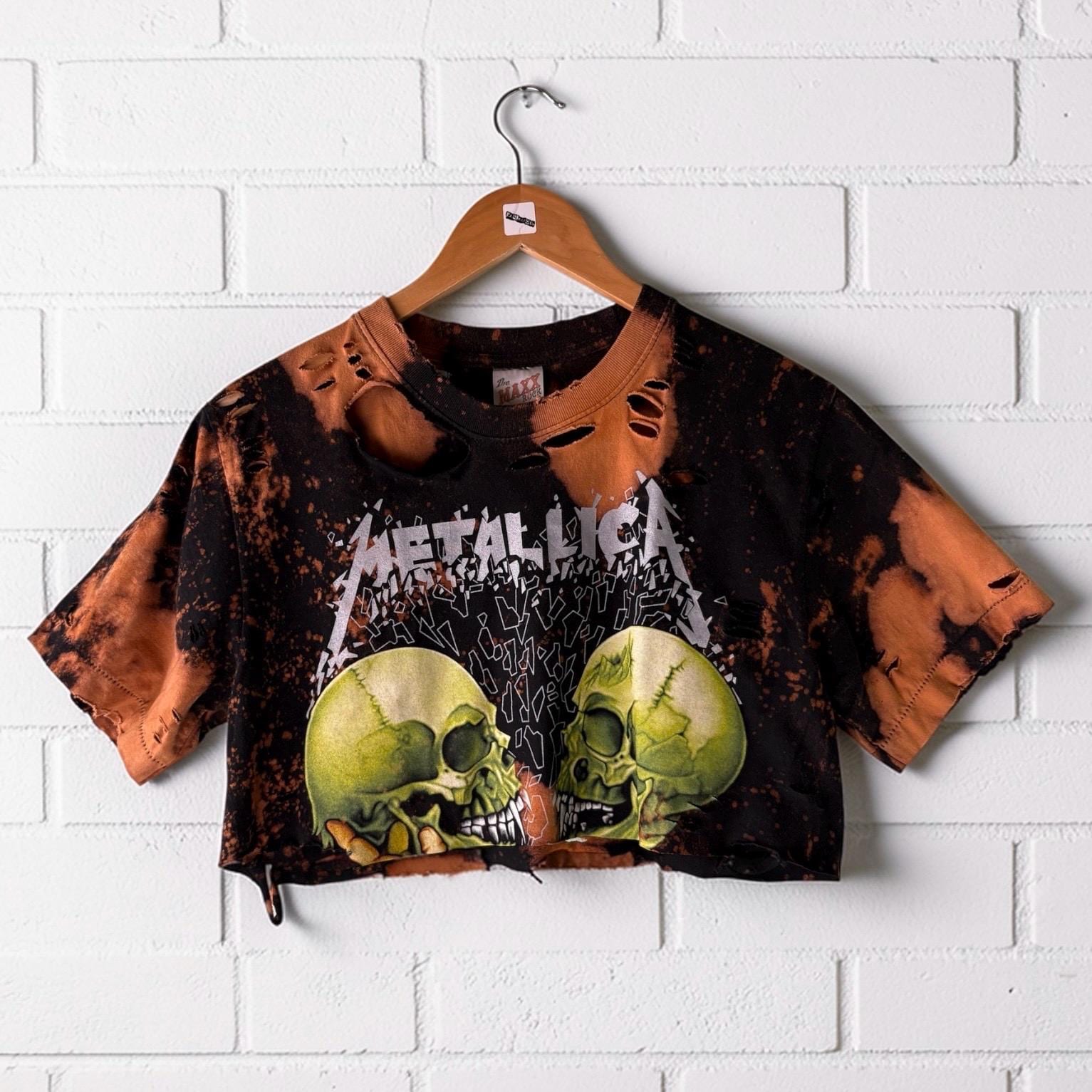 Metallica Bleached Shredded cropped Band Shirt