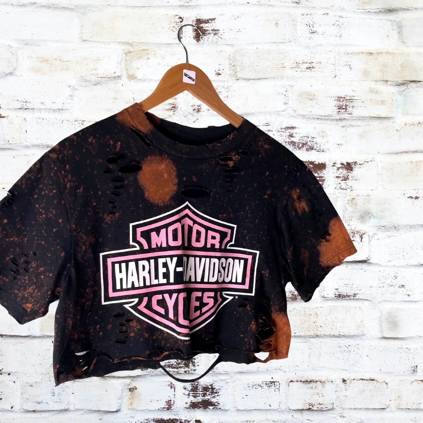 Harley Davidson Classic Logo Bleached Crop T-Shirt