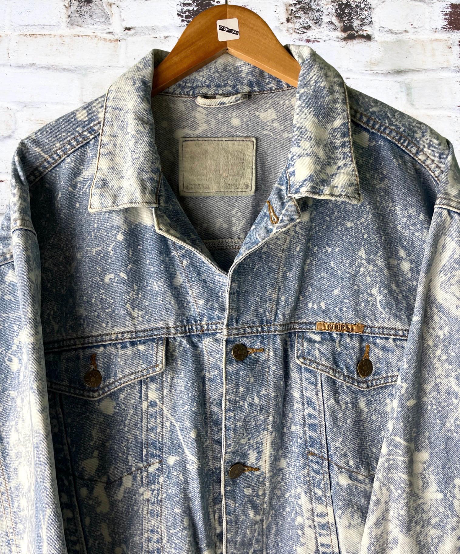 Bleached Splattered Vintage Reworked Denim Jacket
