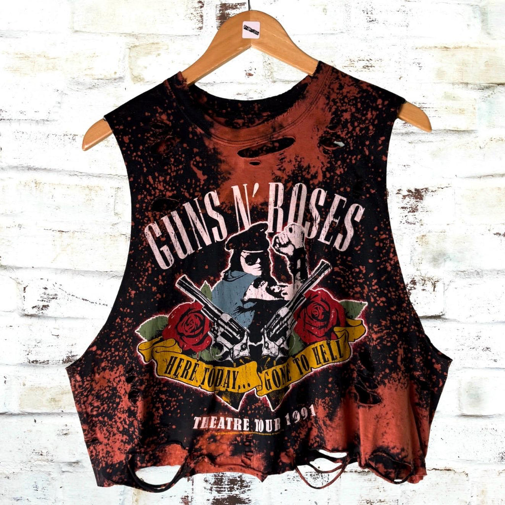 Guns n Roses Cropped Distressed Tee