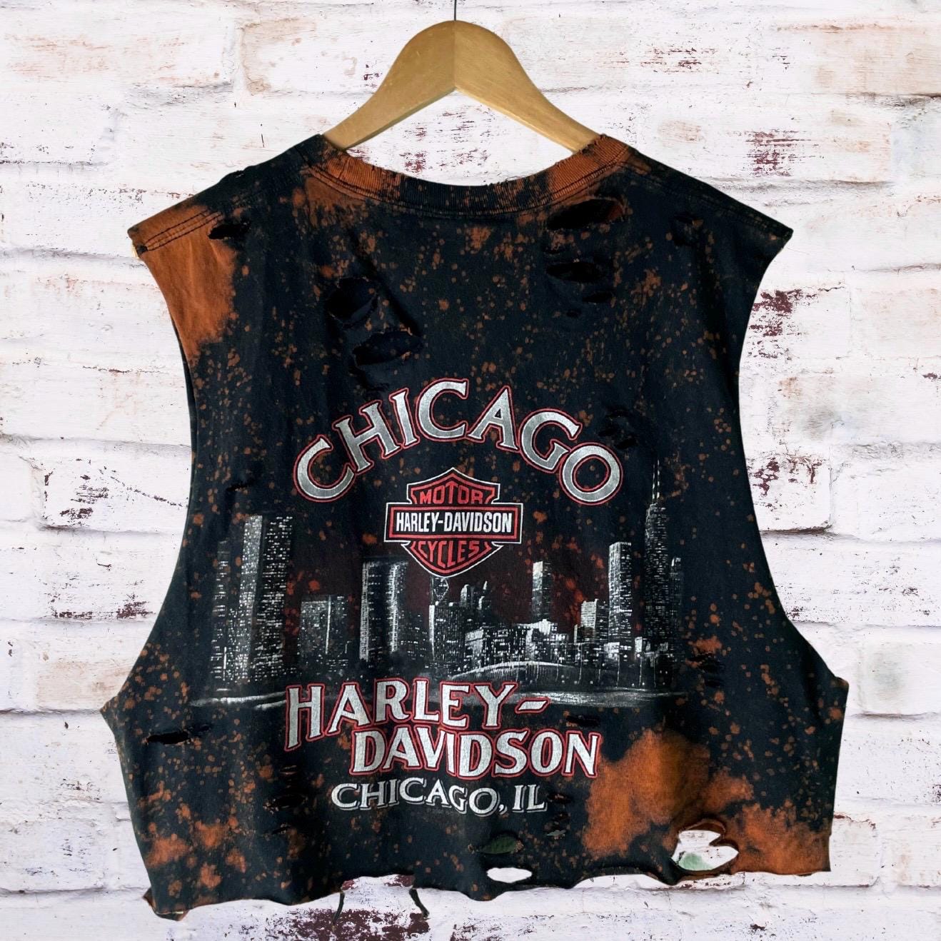 Harley Davidson Chicago Bleached Custom T-Shirt