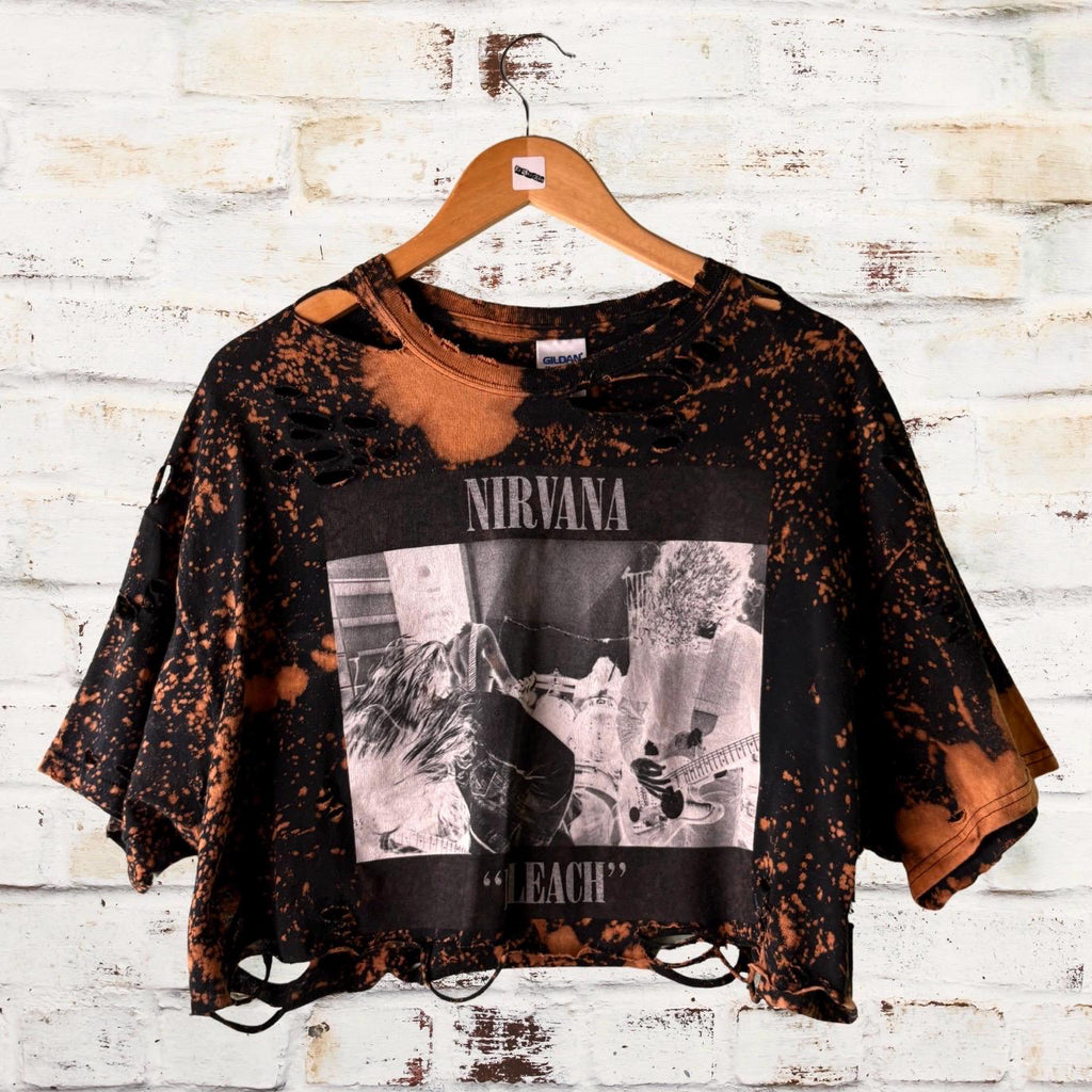 Nirvana - Bleach Distressed Cropped Tee