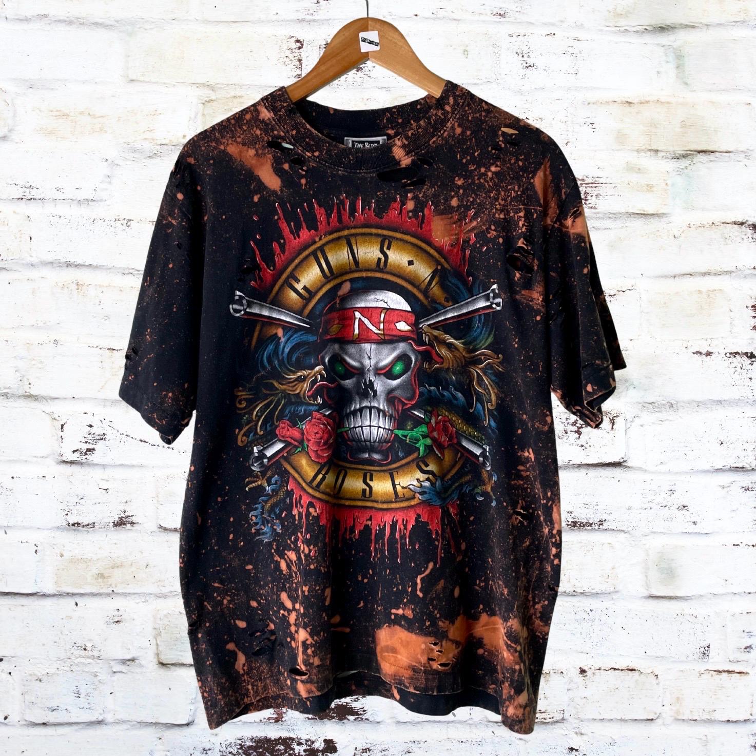 Guns N Roses Skull Logo Distressed Band Shirt