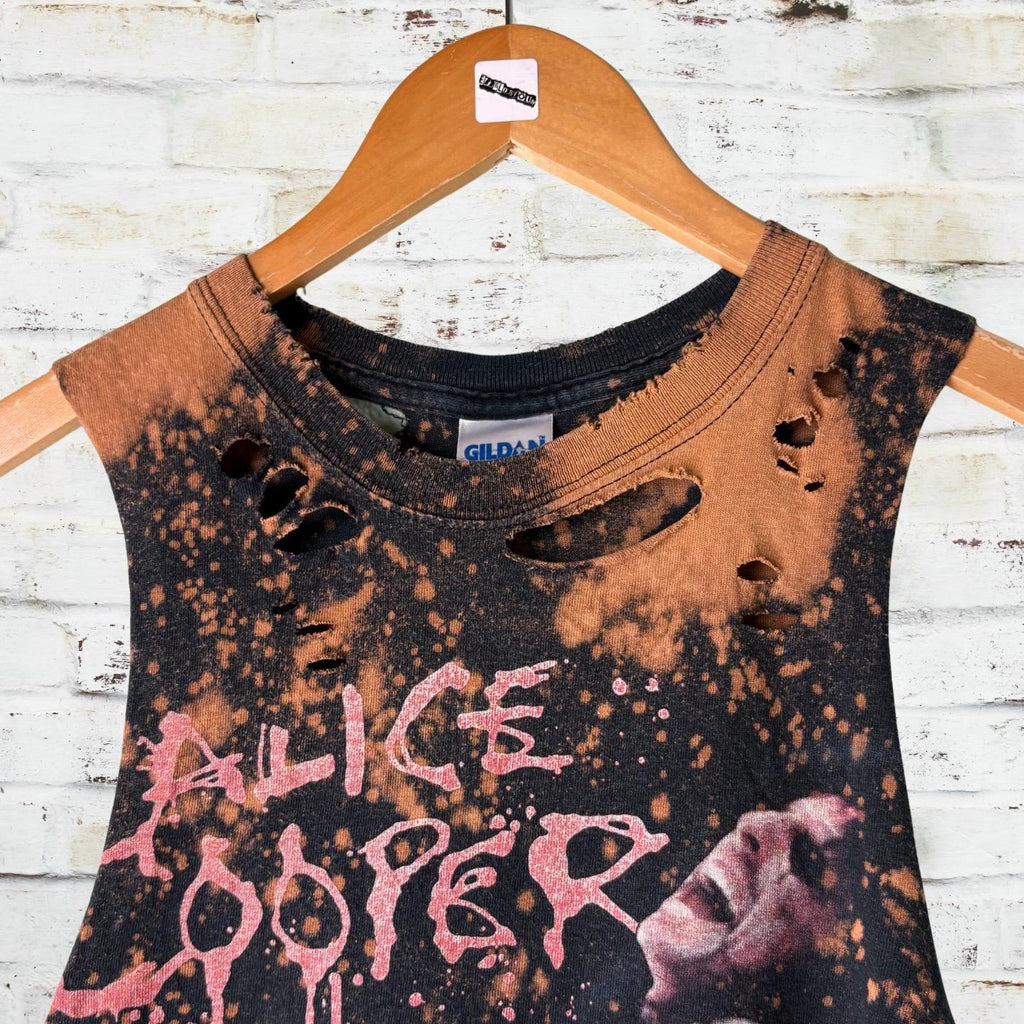 Alice Cooper Bleached Shredded Cropped Tee